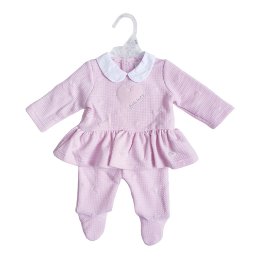 Baby Girls Pink Heart Frilly Jumper Set