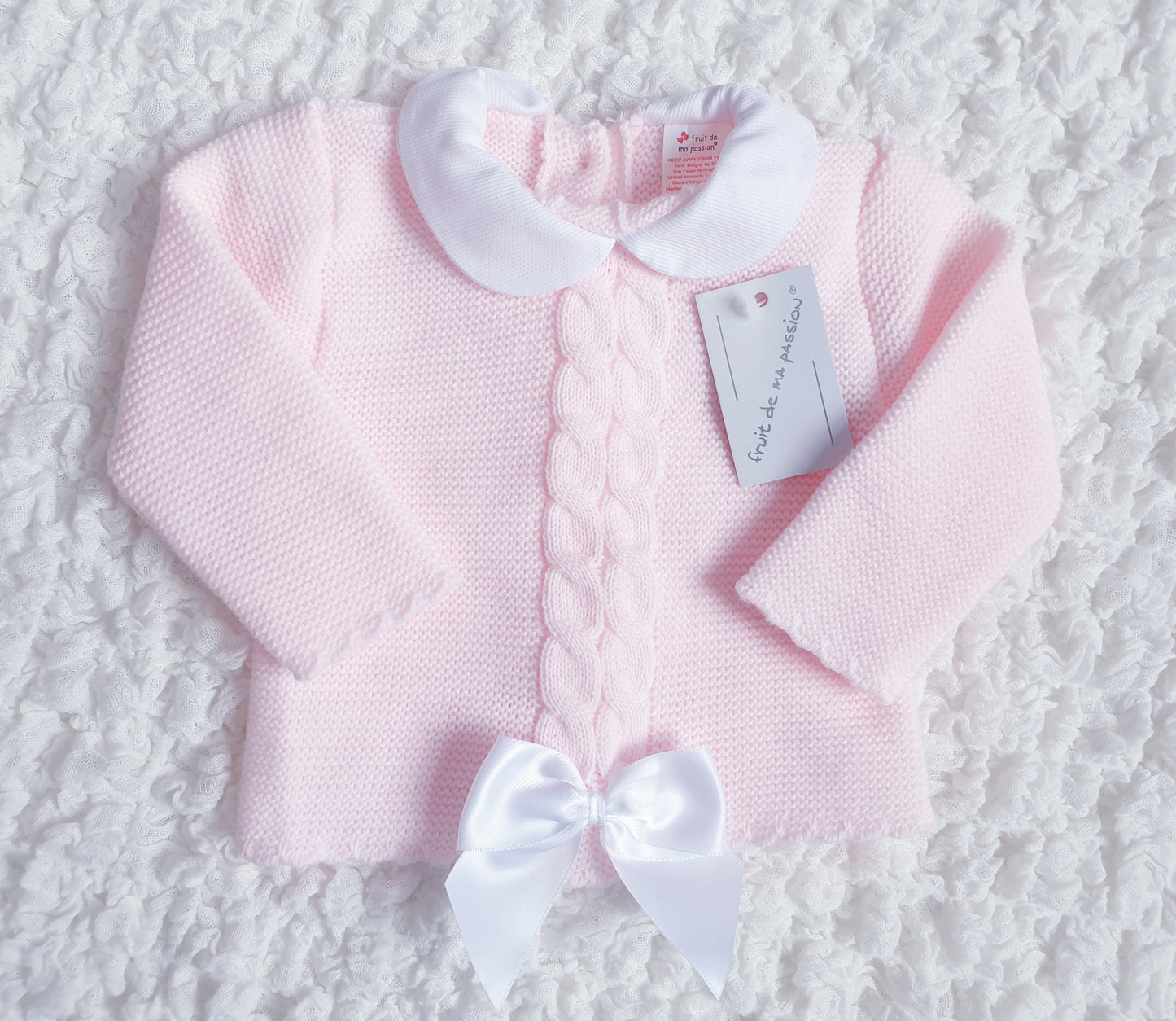 Baby Girls Spanish Pink Bow Knitted 3 Piece Set
