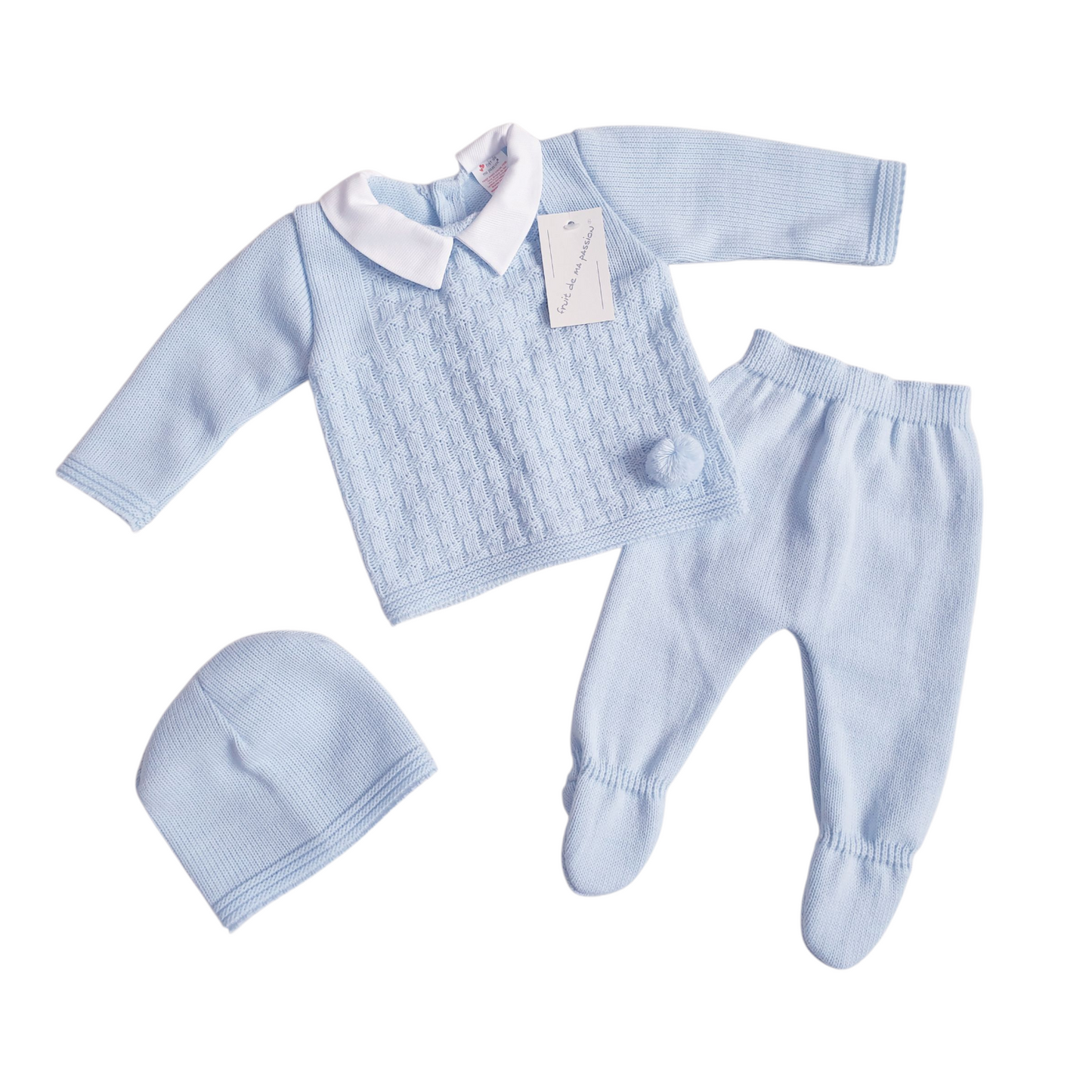 Baby Boys Spanish Blue Knitted 3 Piece Set