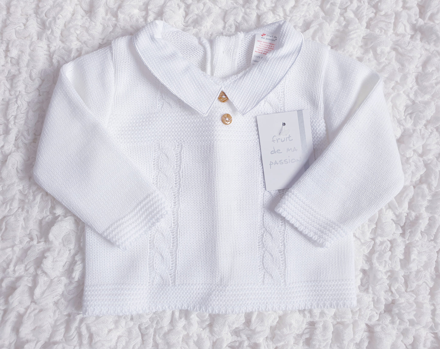 Baby Boys Spanish White Knitted 3 Piece Set