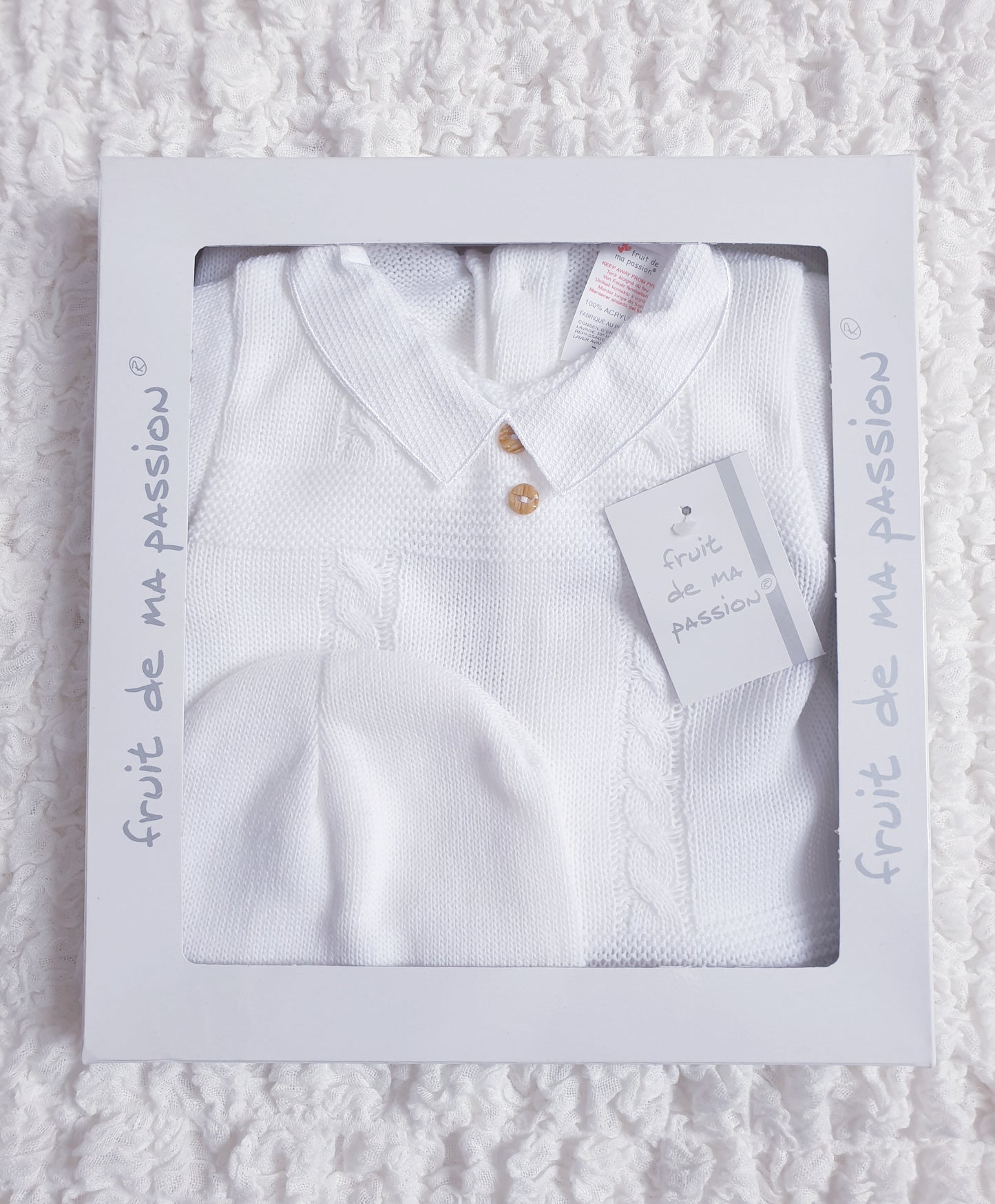 Baby Boys Spanish White Knitted 3 Piece Set