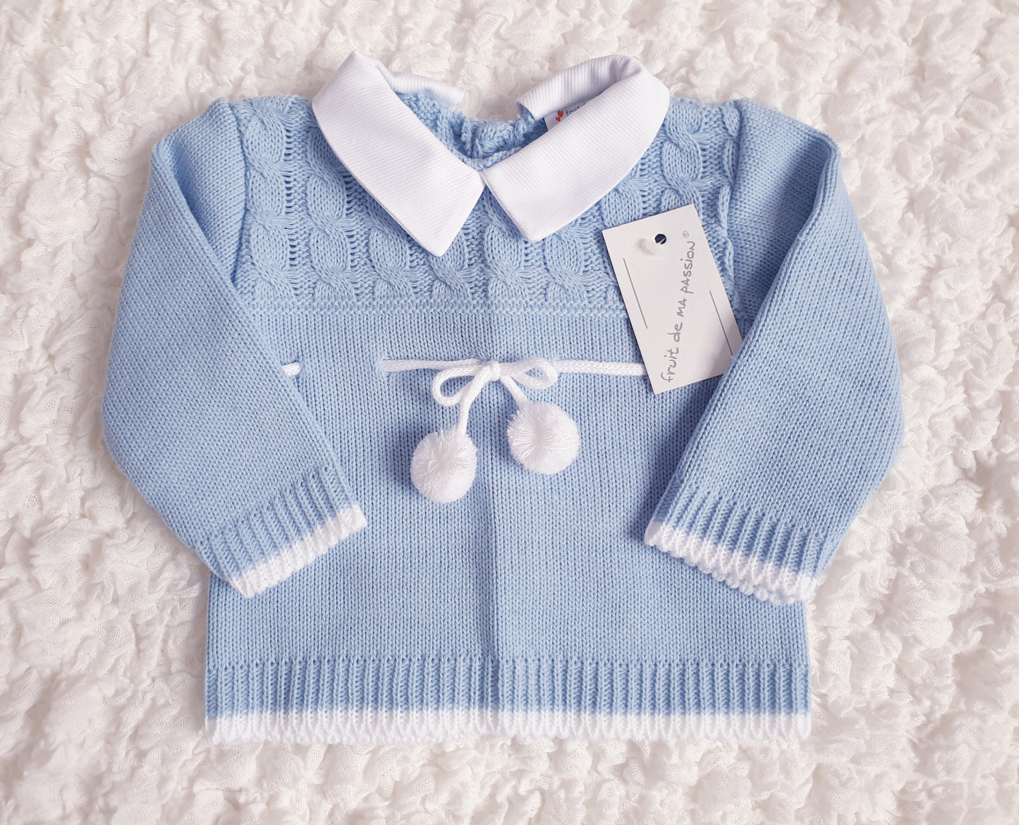 Baby Boys Spanish Blue Knitted 3 Piece Set