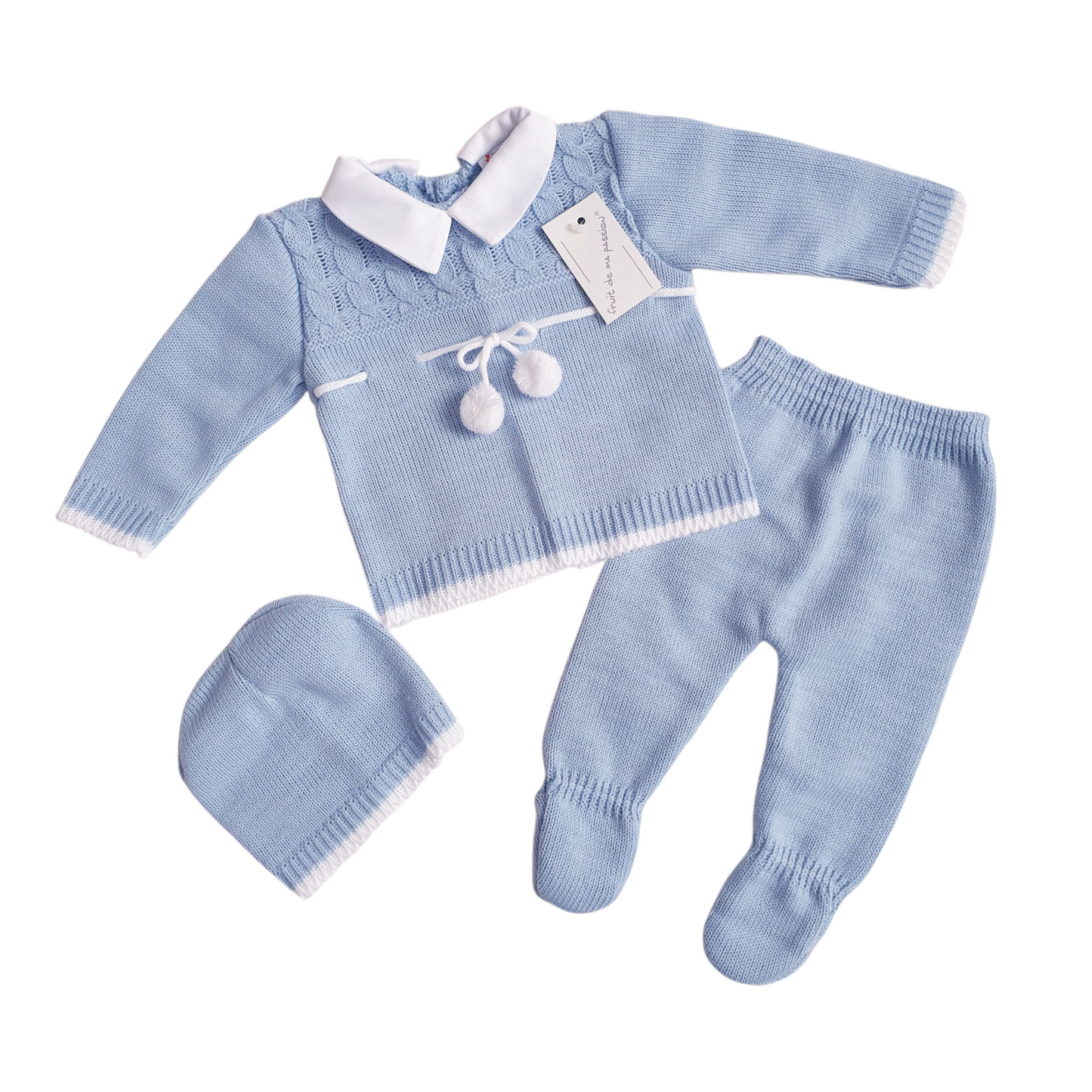Baby Boys Spanish Blue Knitted 3 Piece Set