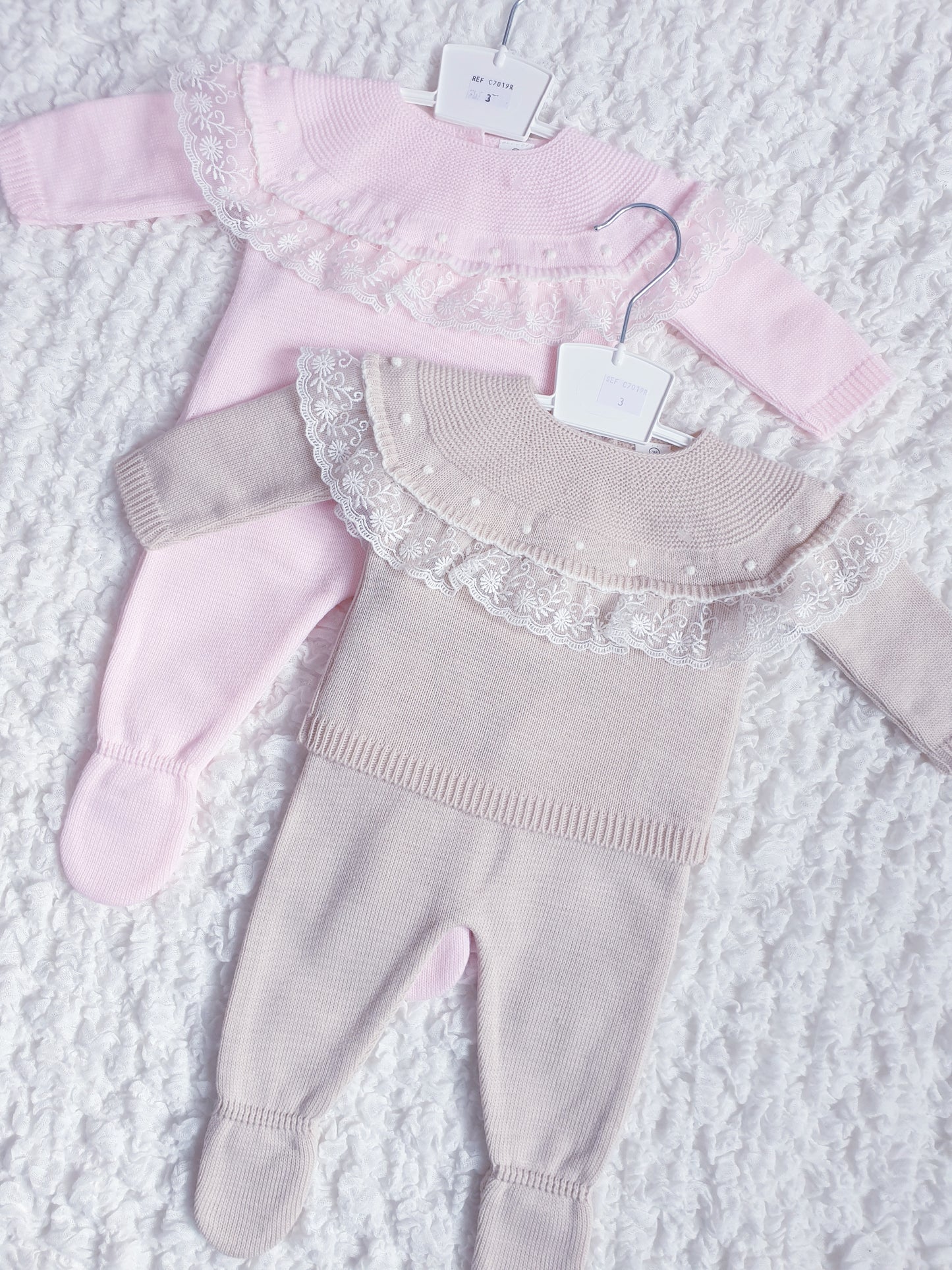 Baby Girls Beige/Pink Spanish Knitted Set
