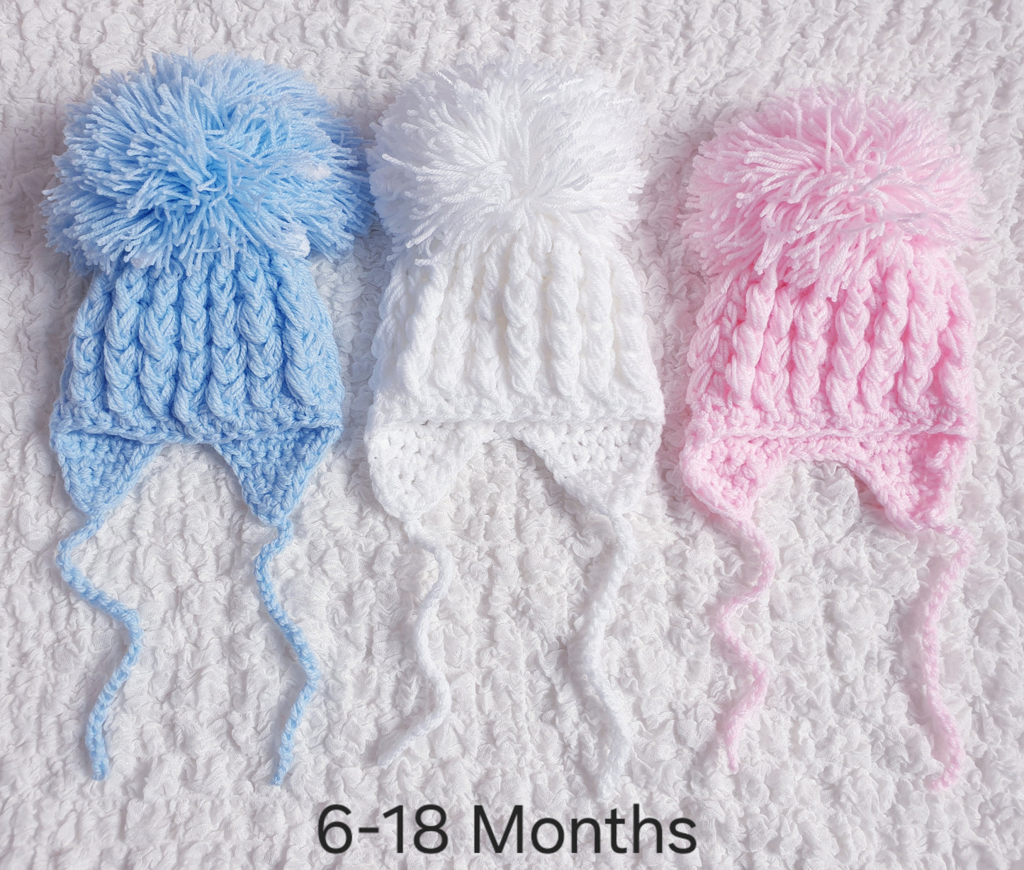 Baby Hand Knitted Pom Pom Hat 0-18 Months