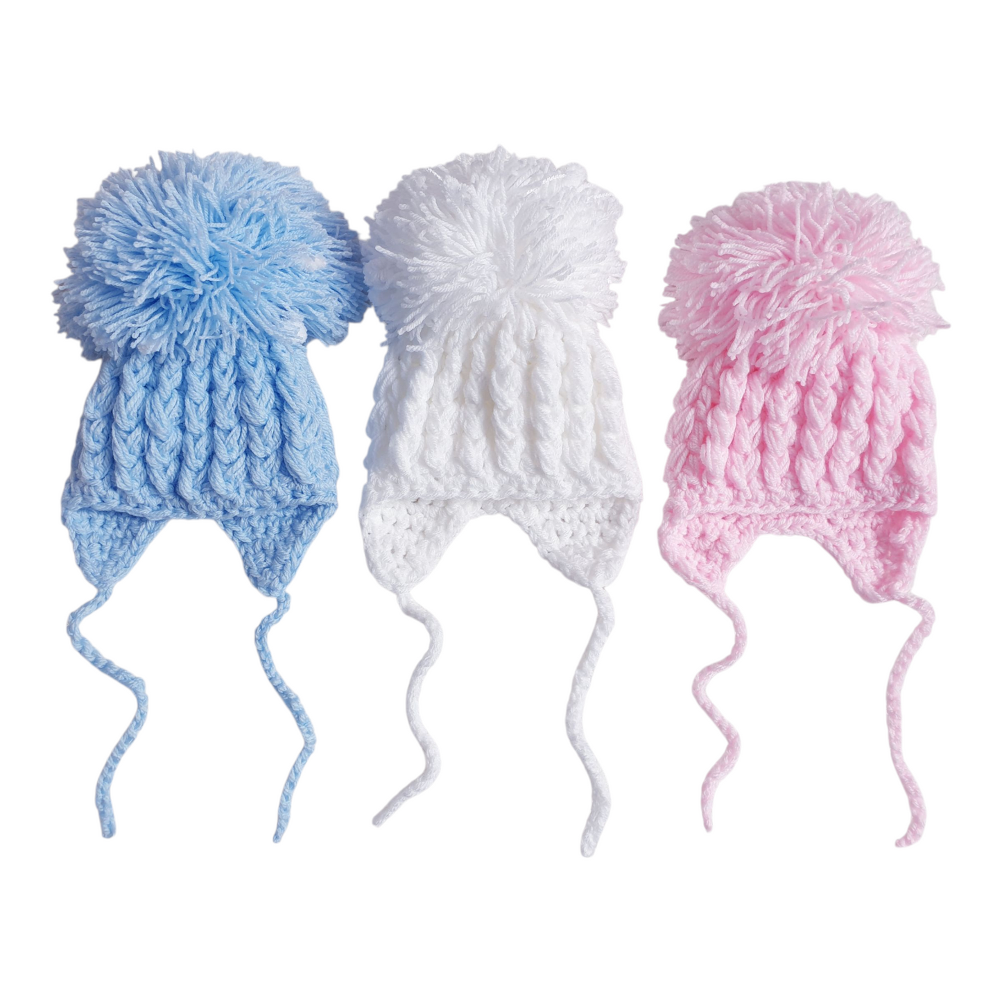 Baby Hand Knitted Pom Pom Hat 0-18 Months
