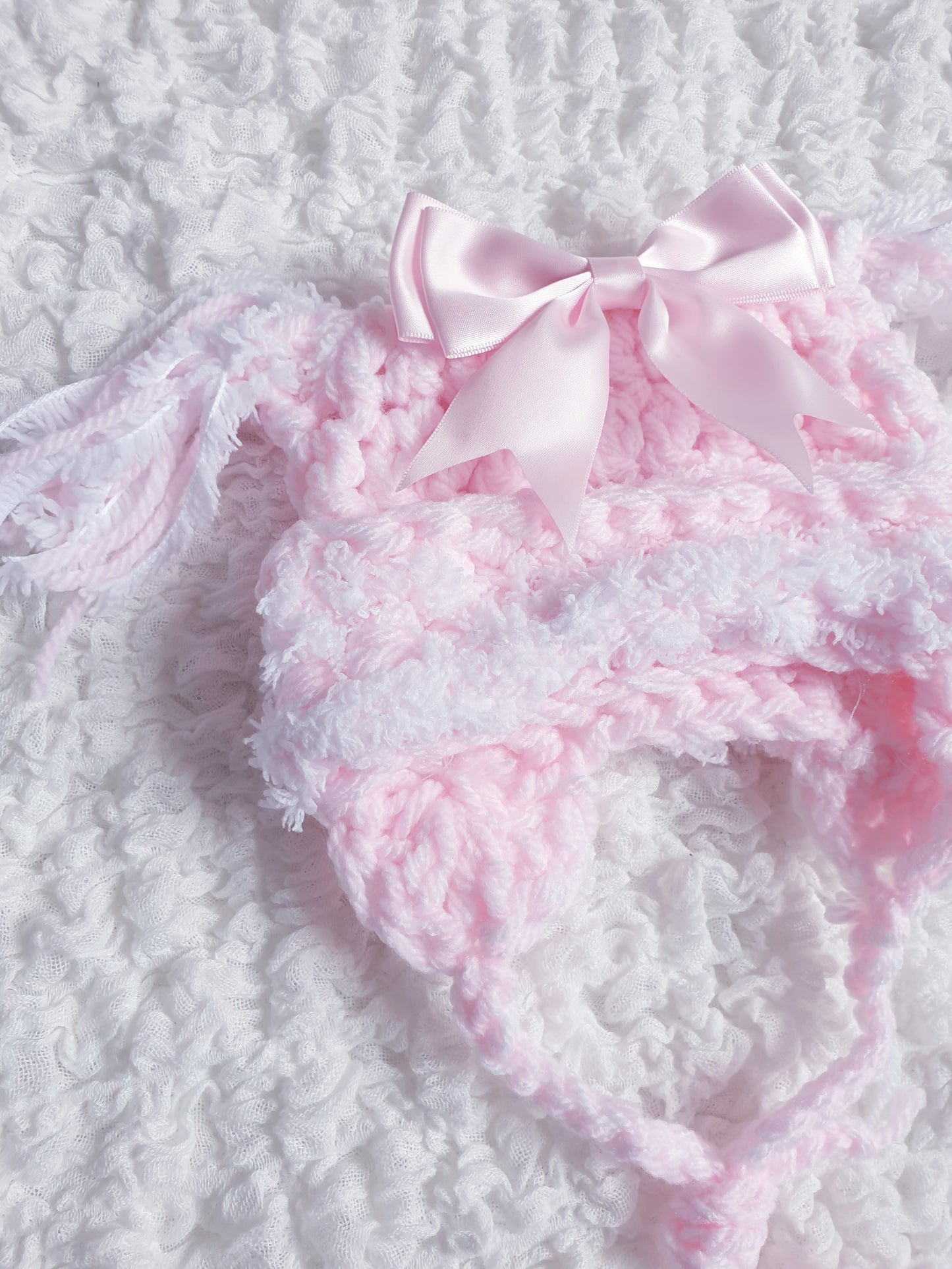 Baby Girls Pink/White Hand Knitted Cardigan & Hat Set 0-3M