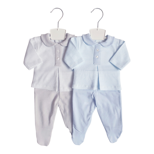 Baby Boys Blue/Grey Stripe 2 Piece Set