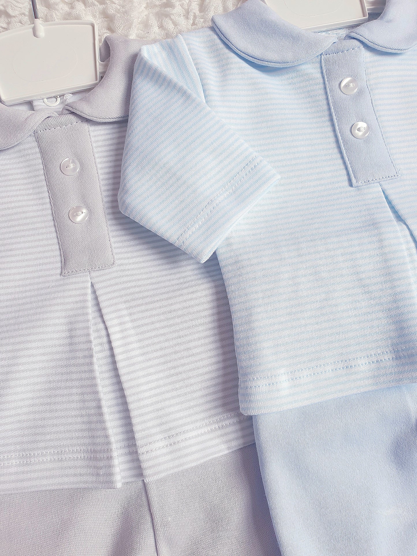 Baby Boys Blue/Grey Stripe 2 Piece Set