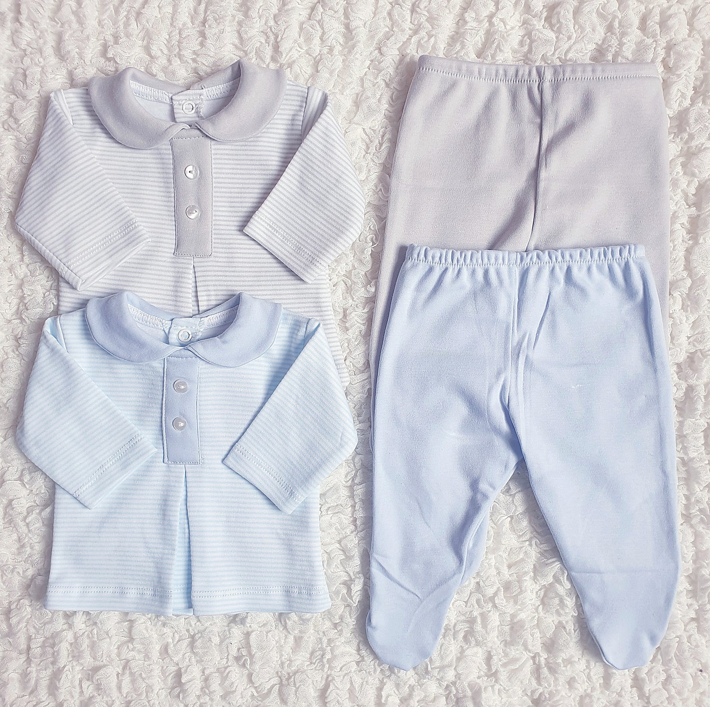 Baby Boys Blue/Grey Stripe 2 Piece Set