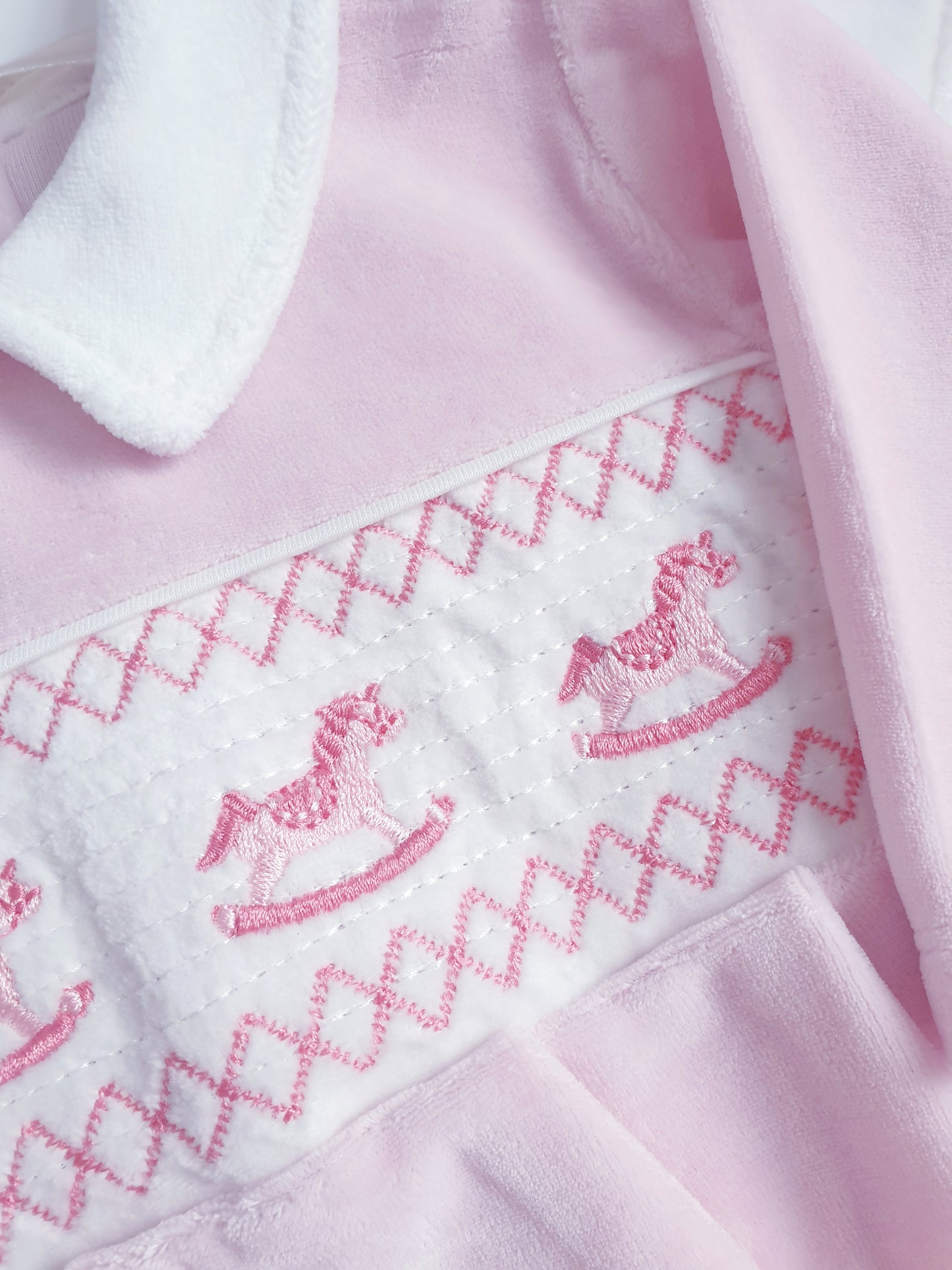 Baby Girls/Boys Rocking Horse Velour Babygrow