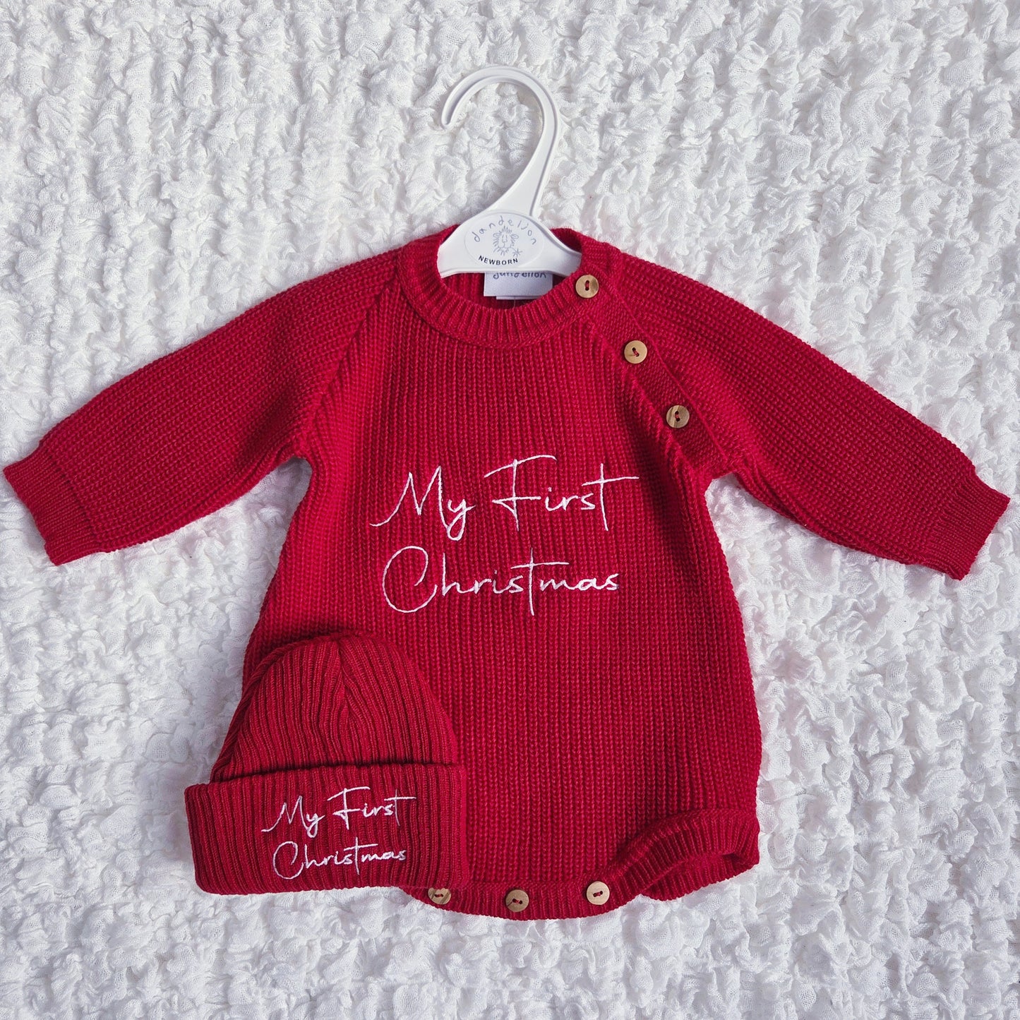My First Christmas Knitted Romper & Hat