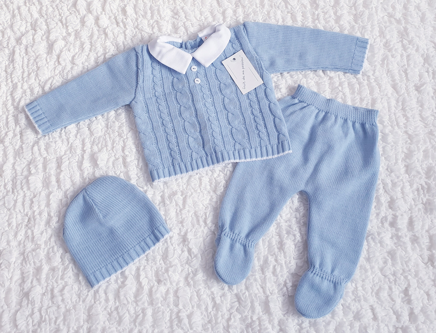 Baby Boys Spanish Blue Knitted 3 Piece Set