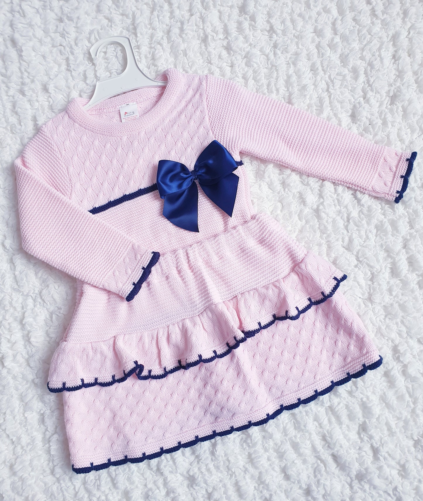 Girls Spanish Pink/Navy Knitted Skirt Set