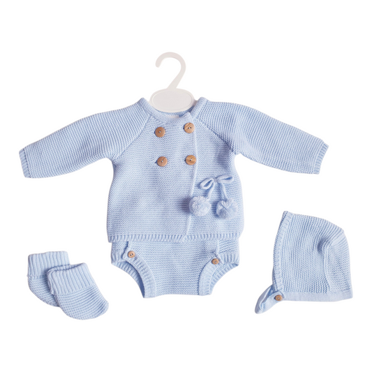 Baby Boys Blue Spanish Knitted Jam Pants Set