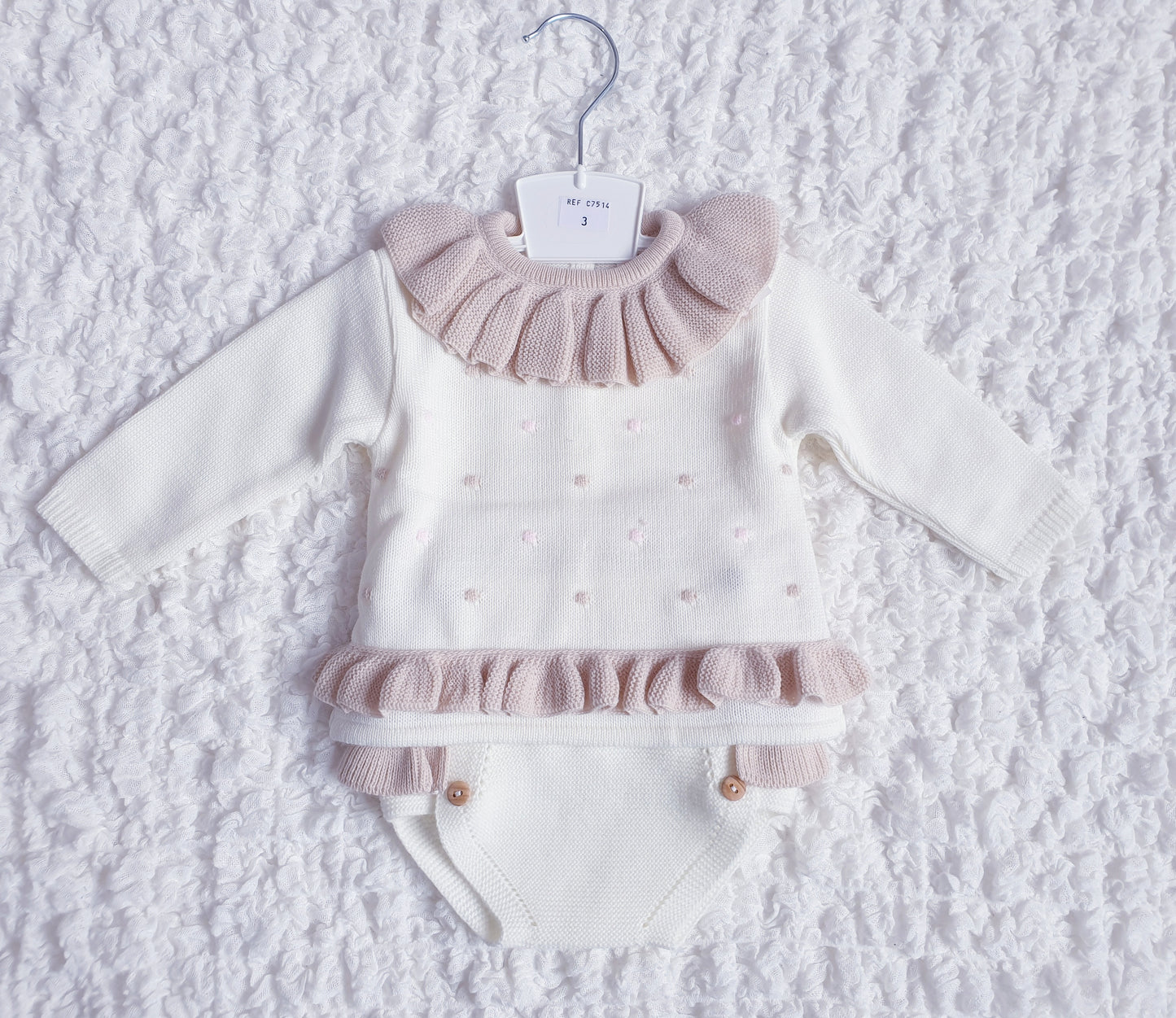 Baby Girls Spanish Cream/Beige Knitted Jam Set