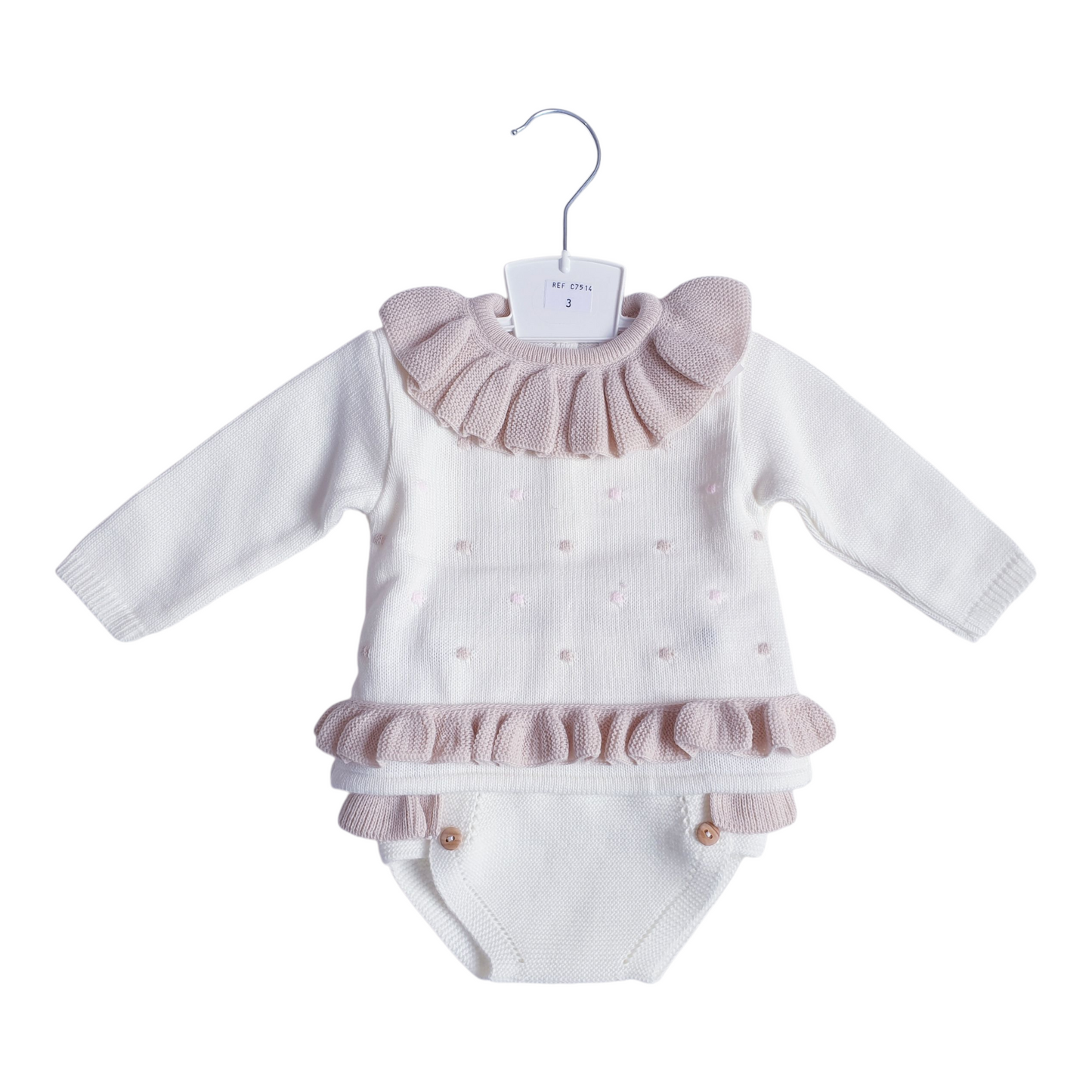Baby Girls Spanish Cream/Beige Knitted Jam Set