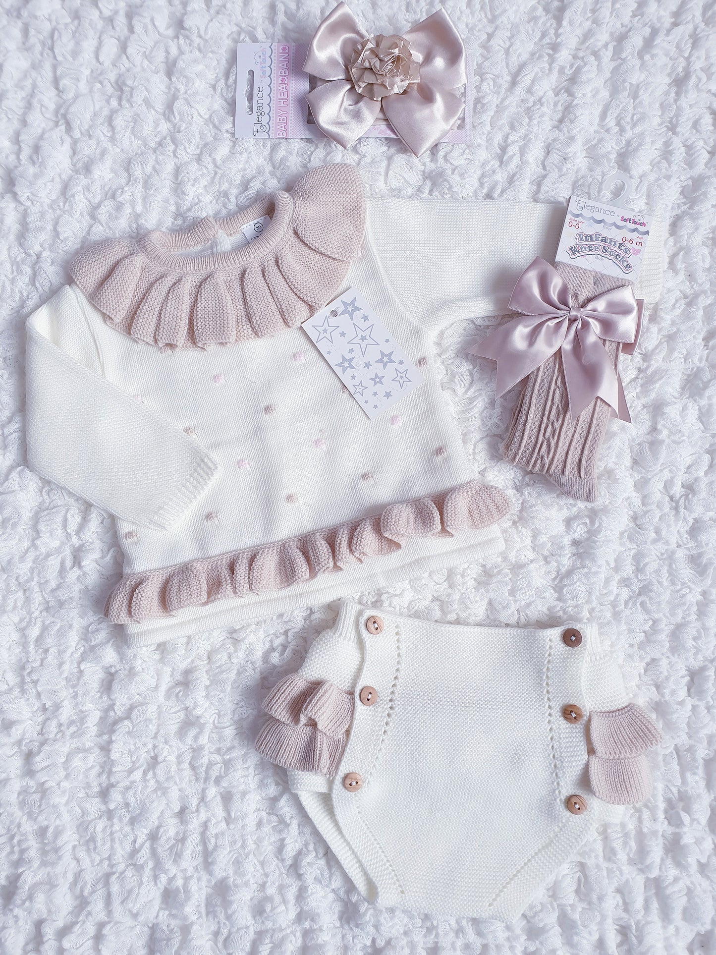 Baby Girls Spanish Cream/Beige Knitted Jam Set