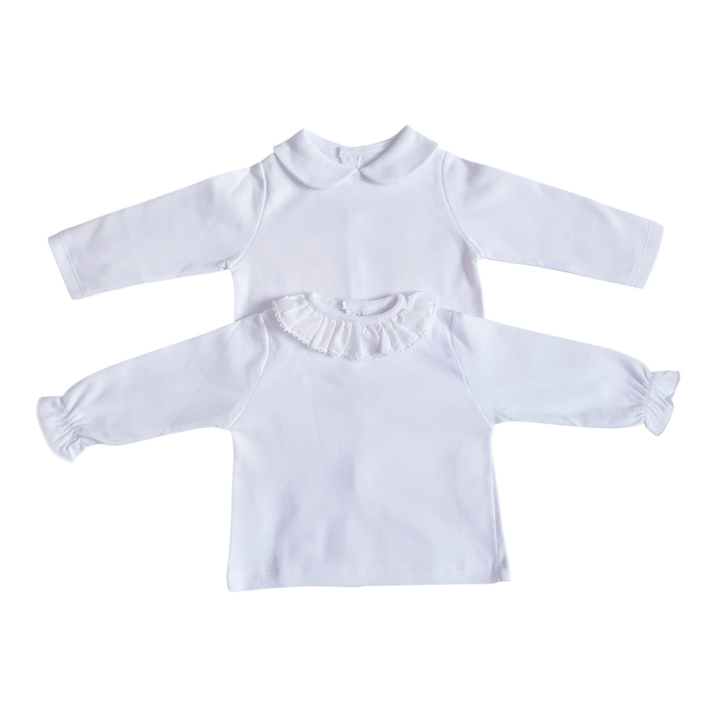 Baby Boys/Girls White Collared Long Sleeve Tshirt