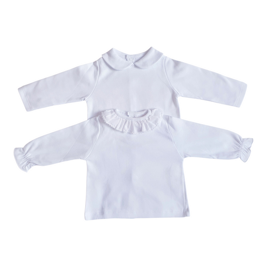 Baby Boys/Girls White Collared Long Sleeve Tshirt