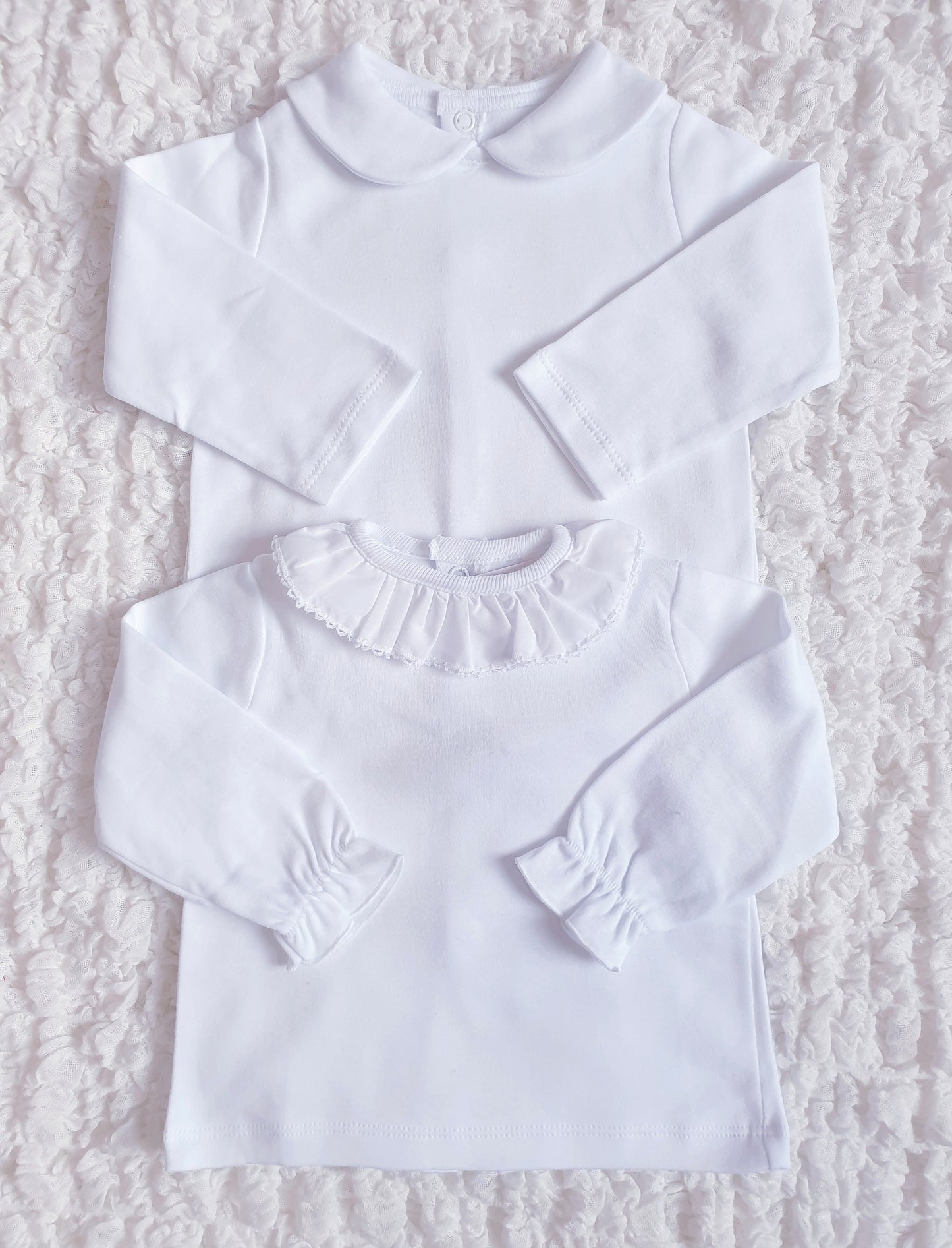 Baby Boys/Girls White Collared Long Sleeve Tshirt