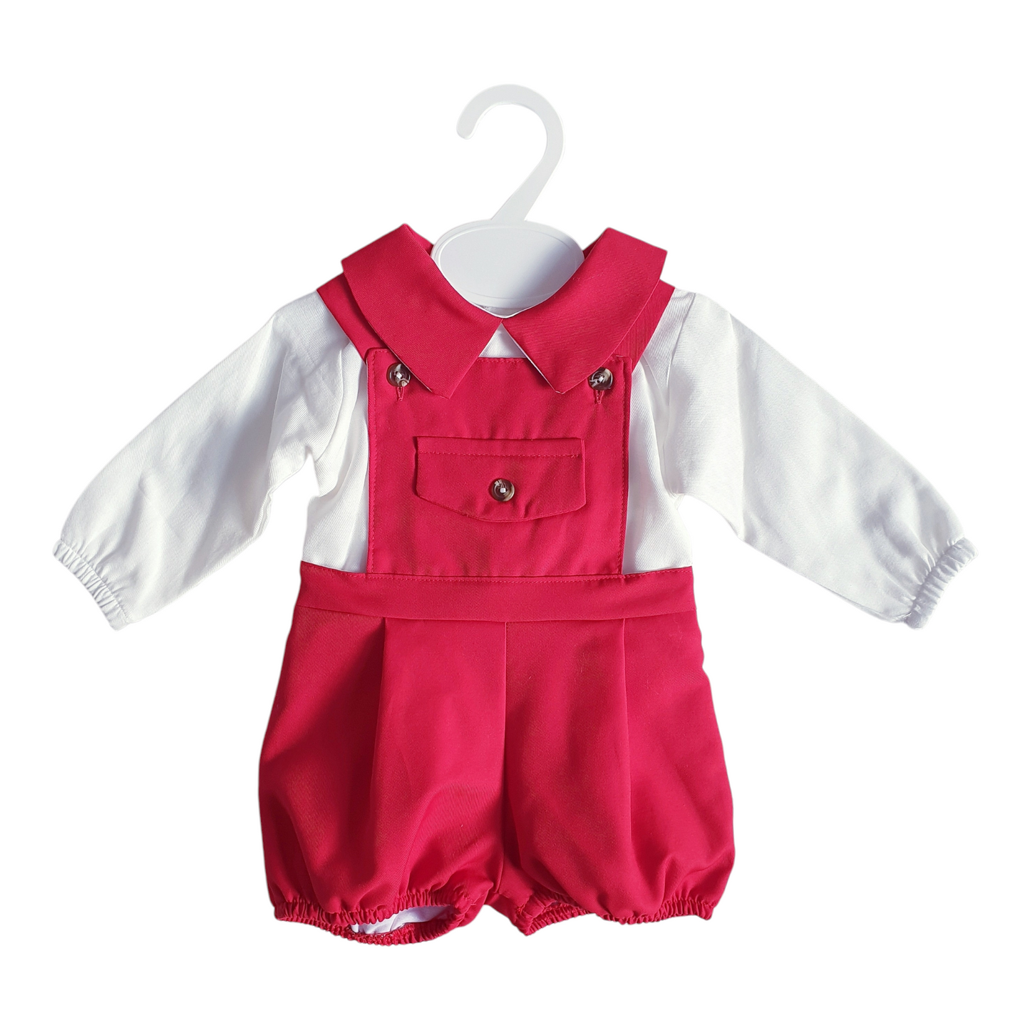 Boys Spanish Red Dungarees & Shirt Set