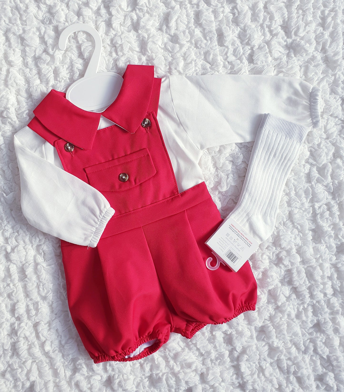 Boys Spanish Red Dungarees & Shirt Set