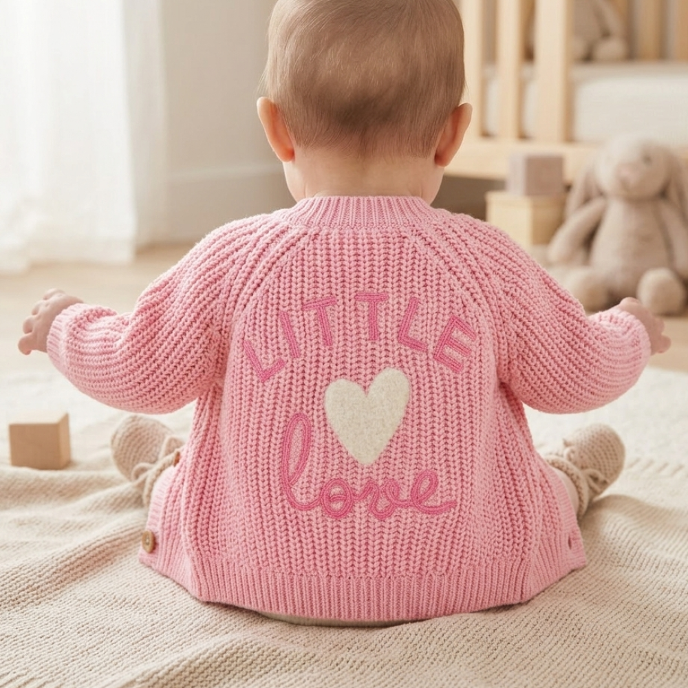 Baby Girls Pink "Little Love" Knitted Cardigan