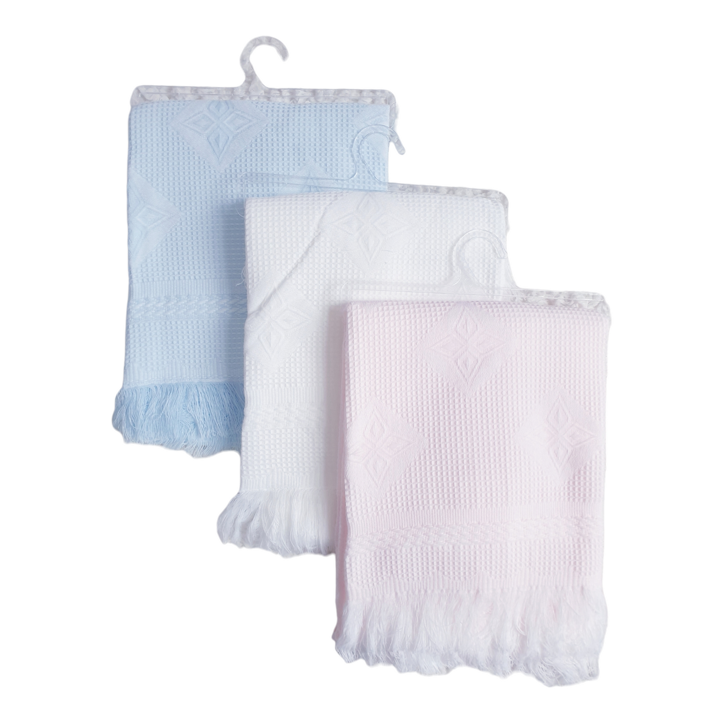 Baby Spanish Diamond Shawl Blanket Pink Blue White