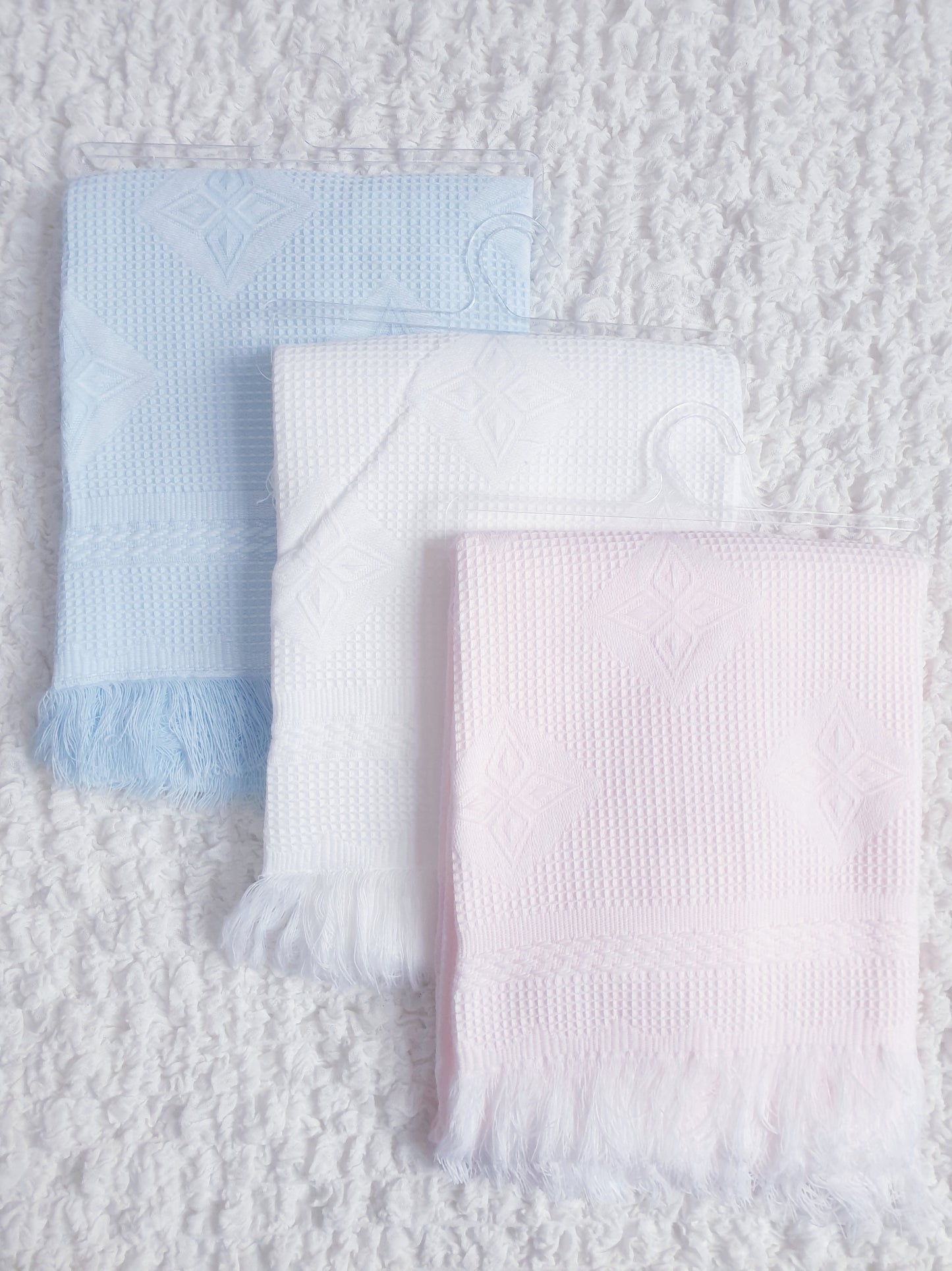 Baby Spanish Diamond Shawl Blanket Pink Blue White