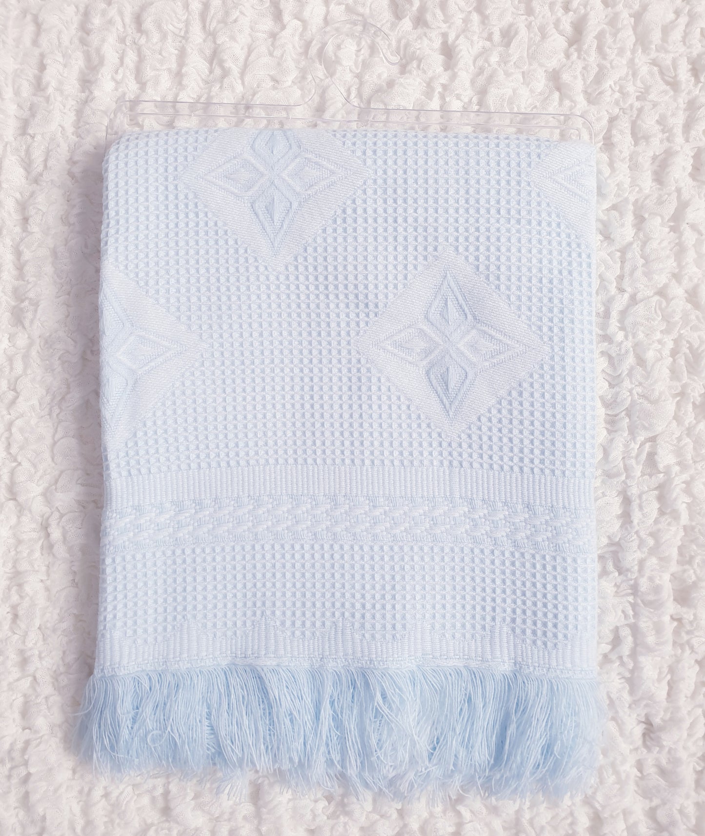 Baby Spanish Diamond Shawl Blanket Pink Blue White