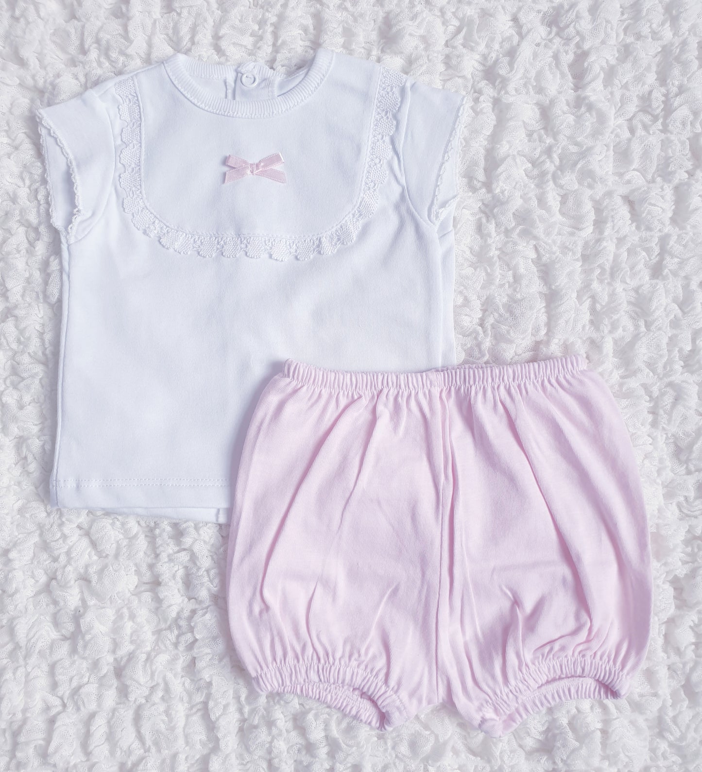 Baby Girls Spanish 2 Piece Shorts Set Mint/Pink