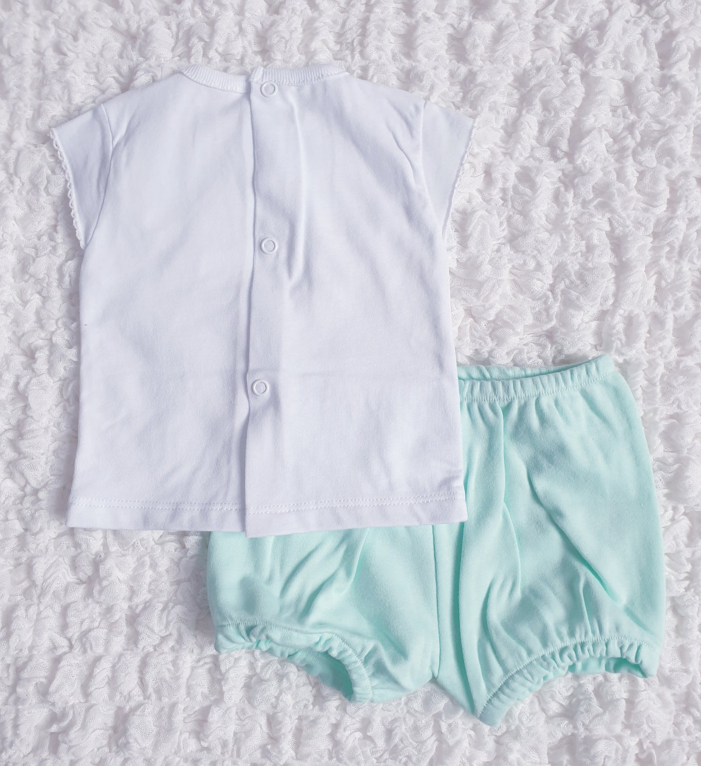 Baby Girls Spanish 2 Piece Shorts Set Mint/Pink
