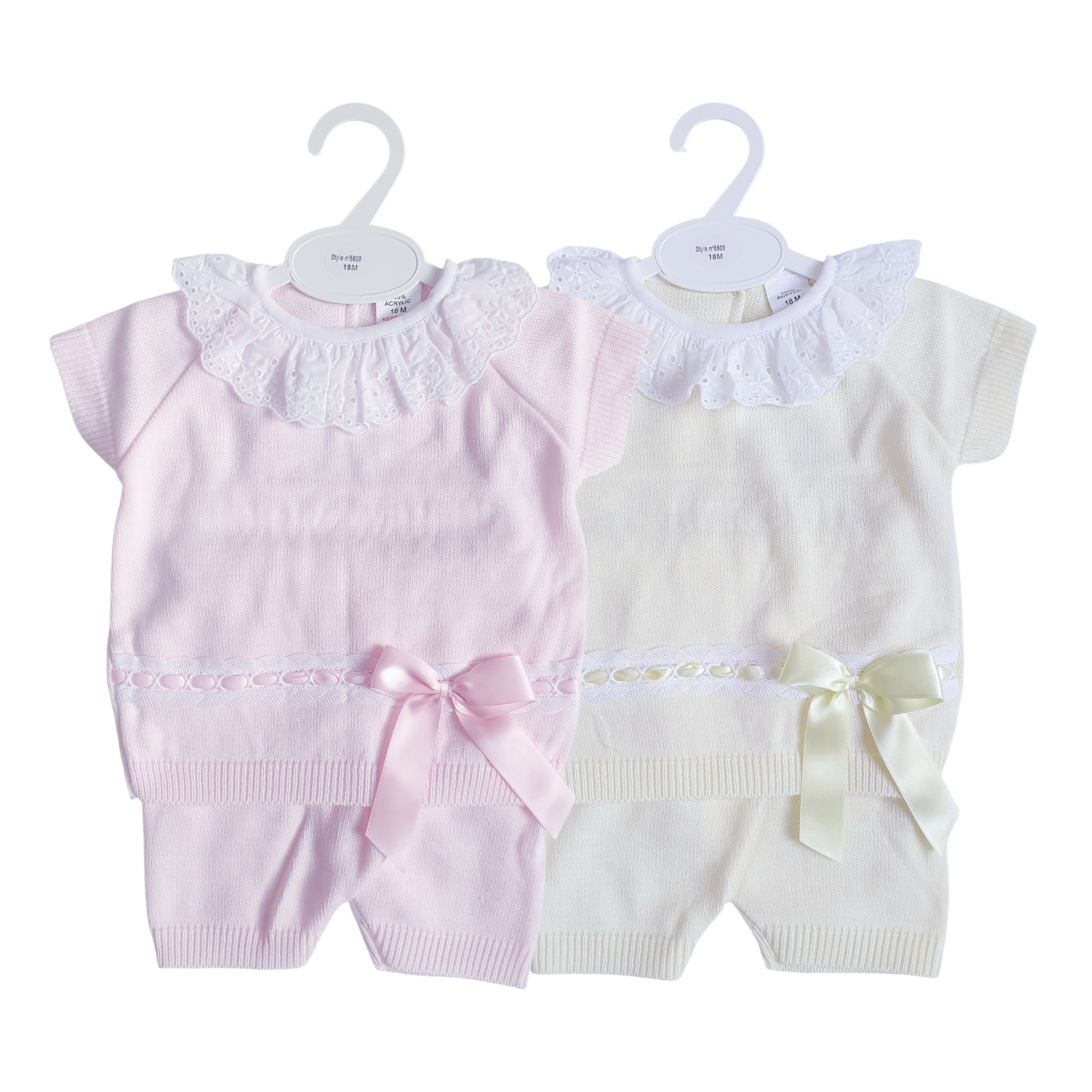 Girls Spanish Knitted Ribbon Bow Shorts Set