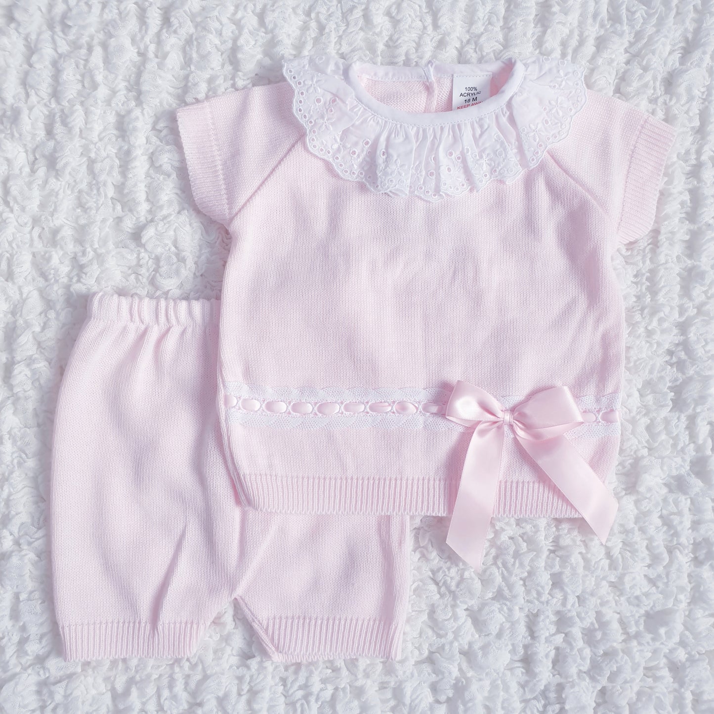 Girls Spanish Knitted Ribbon Bow Shorts Set