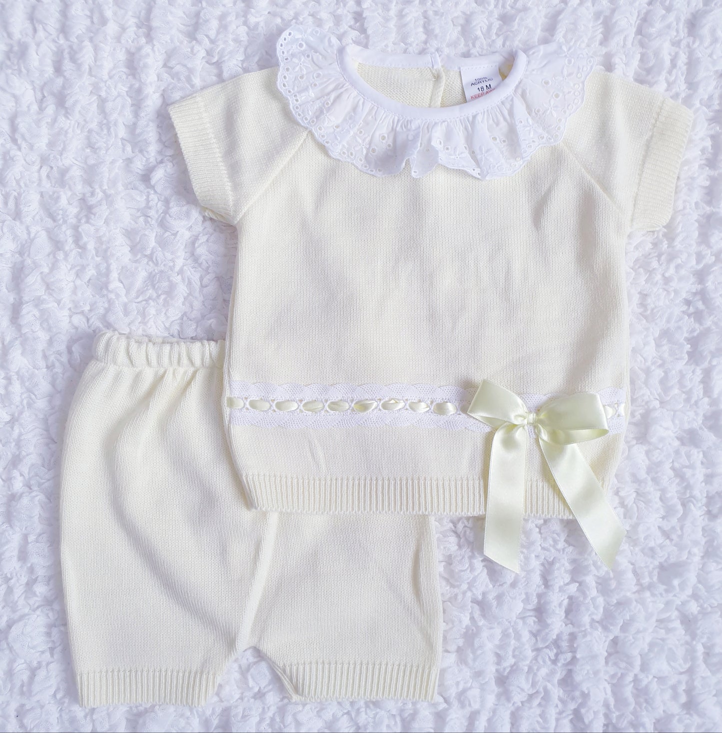 Girls Spanish Knitted Ribbon Bow Shorts Set