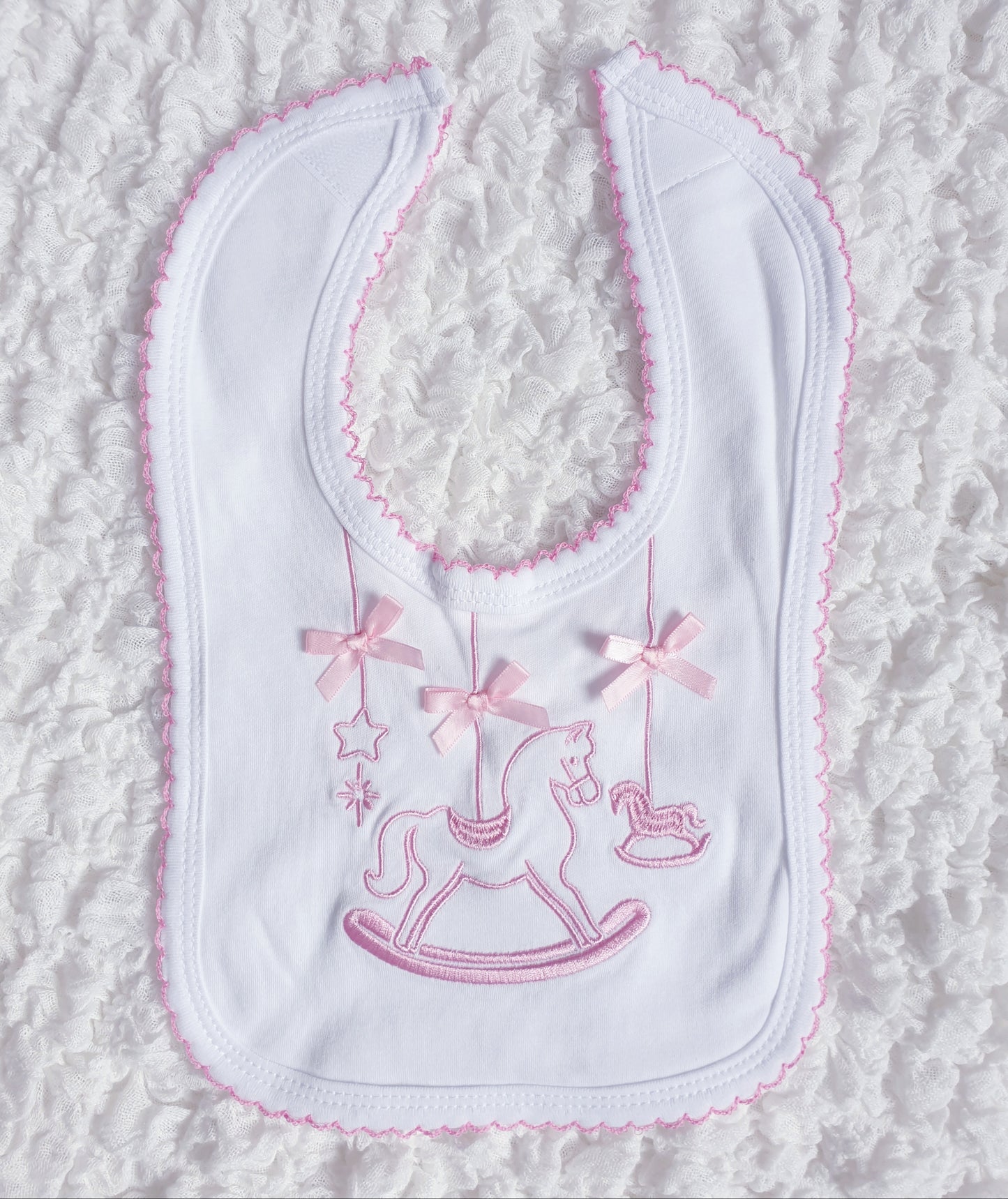 Baby Boys/Girls Rocking Horse Bib Blue/Pink