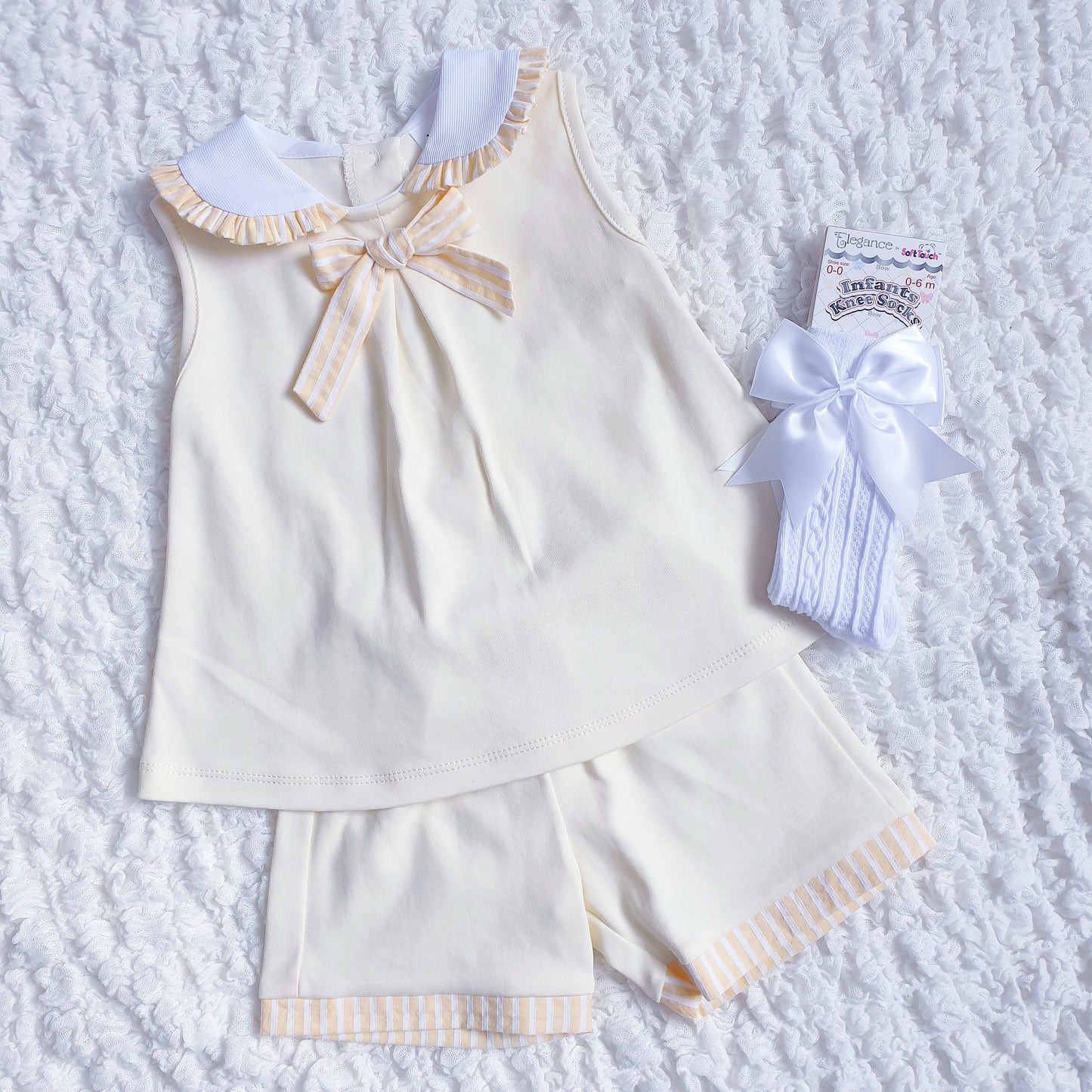 Girls Spanish Ruffle Collar Shorts Set Mint Pink Lemon