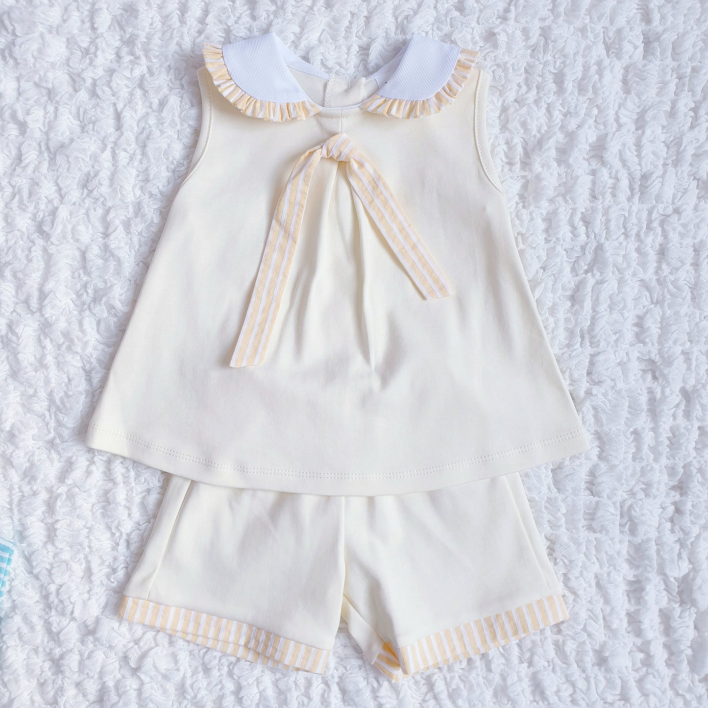 Girls Spanish Ruffle Collar Shorts Set Mint Pink Lemon