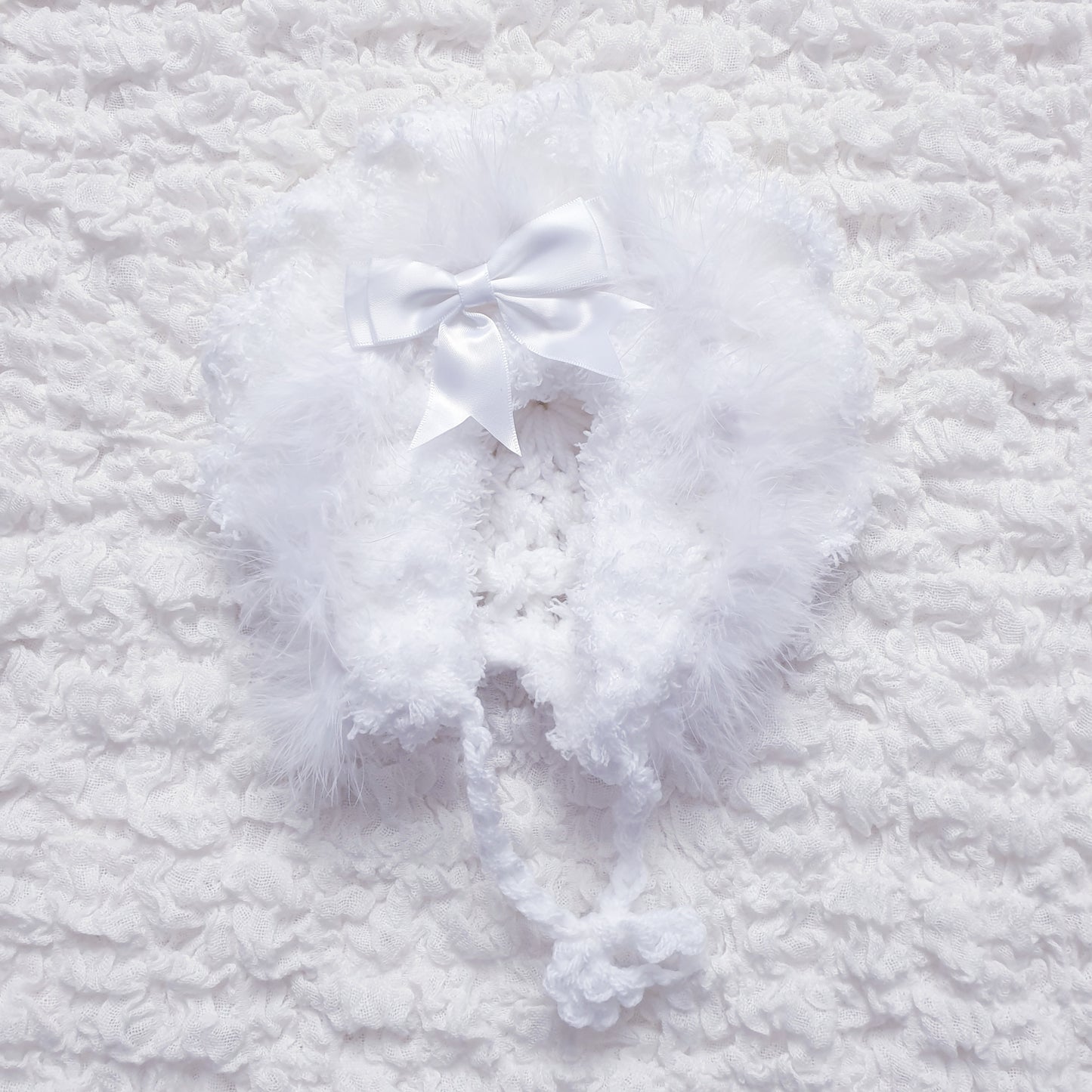 Baby Girls White Hand Knitted Cardigan & Bonnet Set