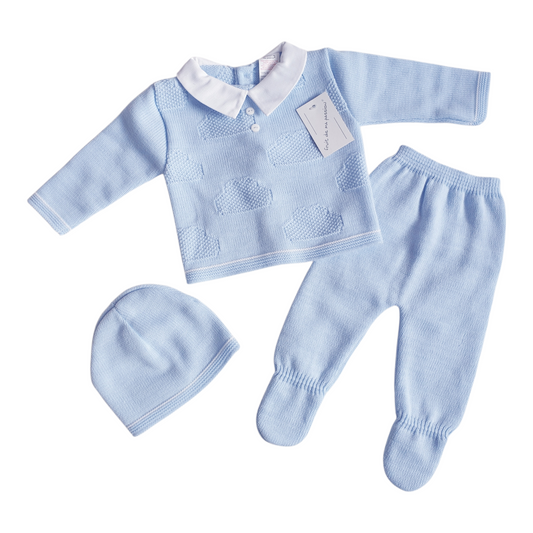 Baby Boys Spanish Blue Knitted 3 Piece Box Set