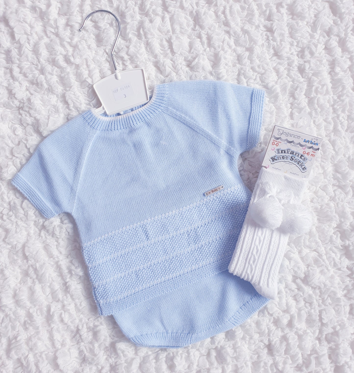 Baby Boys Spanish Knitted Jam Pants Set Blue Lemon Beige Mint
