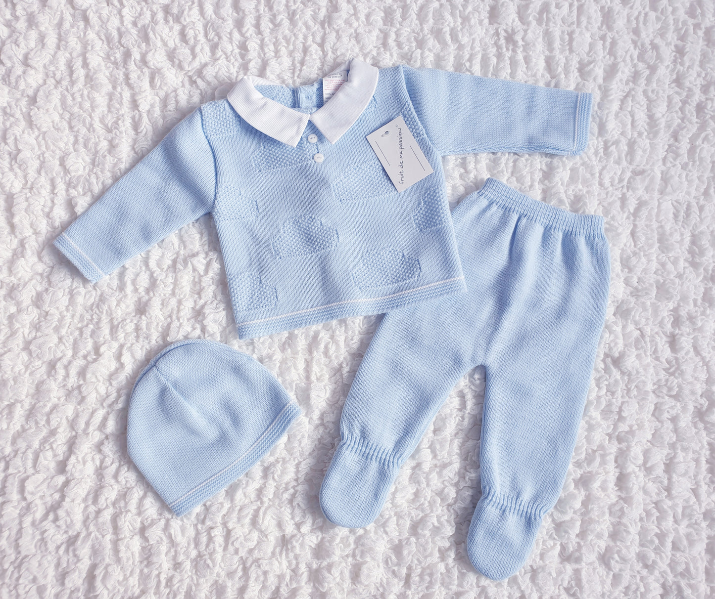 Baby Boys Spanish Blue Knitted 3 Piece Box Set