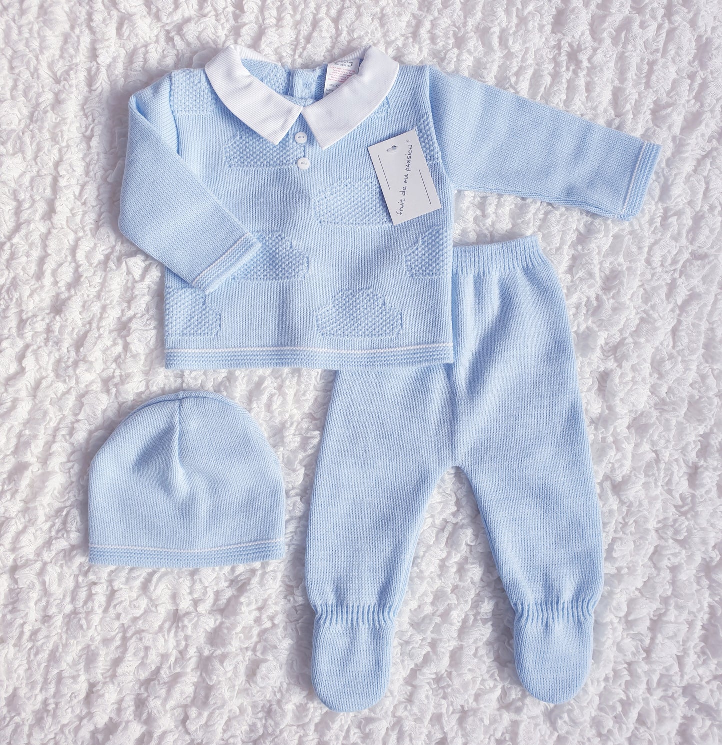 Baby Boys Spanish Blue Knitted 3 Piece Box Set