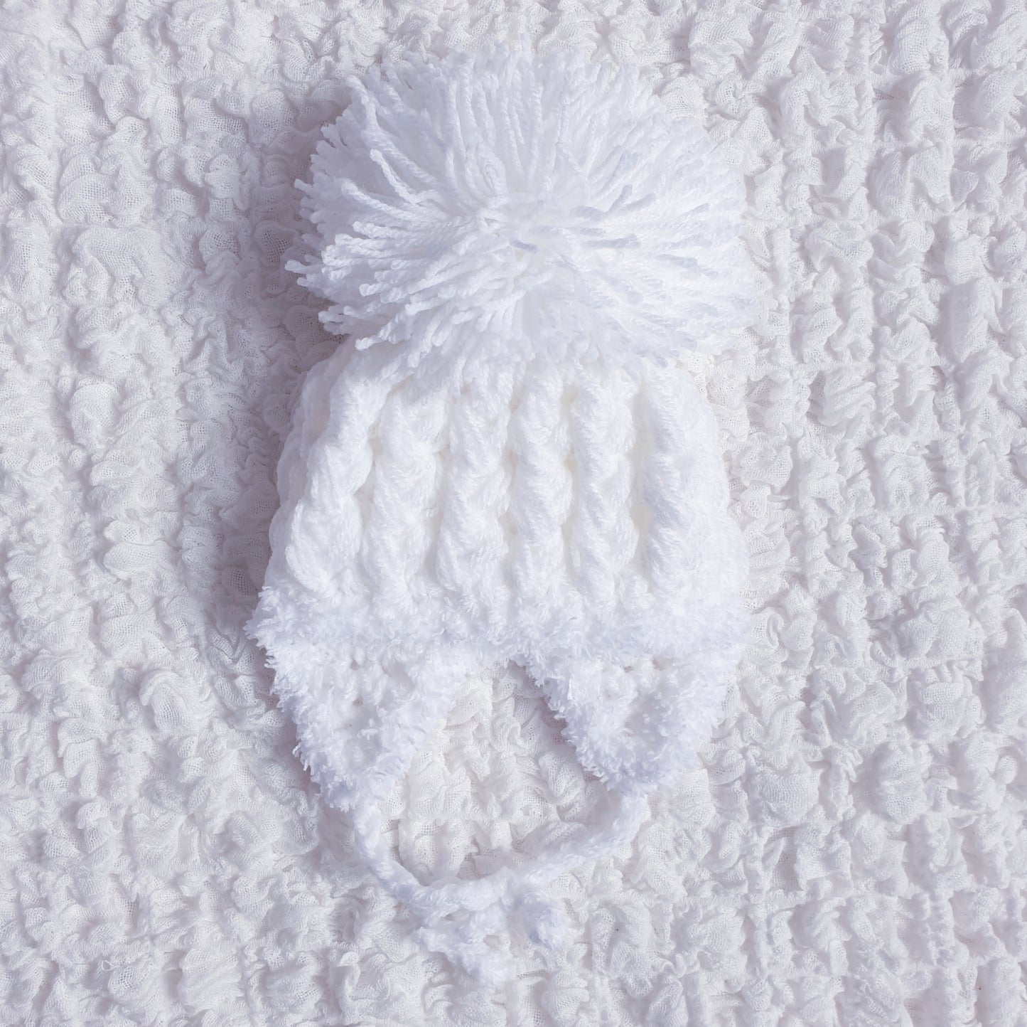 Baby White Hand Knitted Cardigan & Hat Set