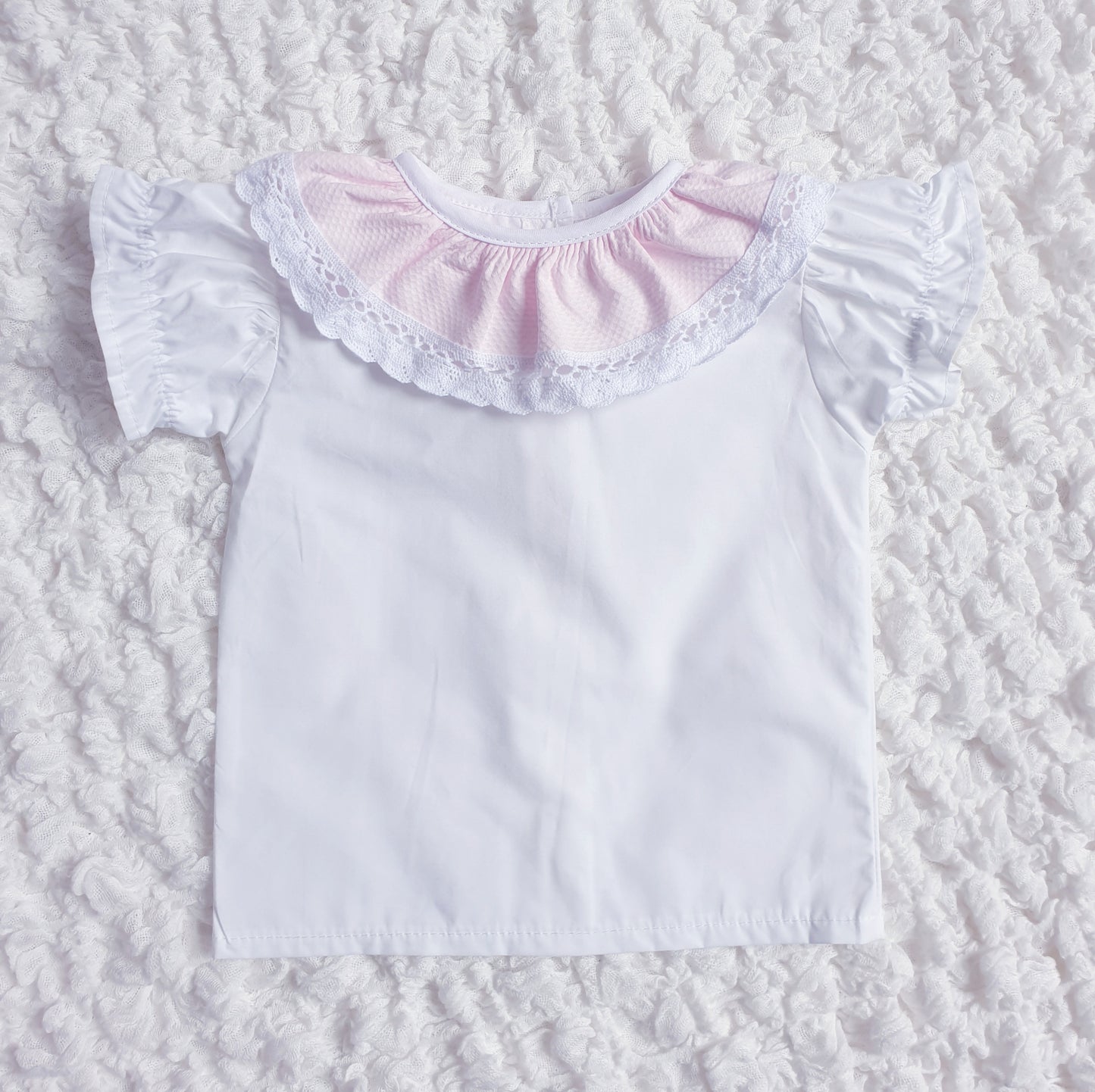 Baby Girls Spanish Pink White Double Bow Romper & Blouse