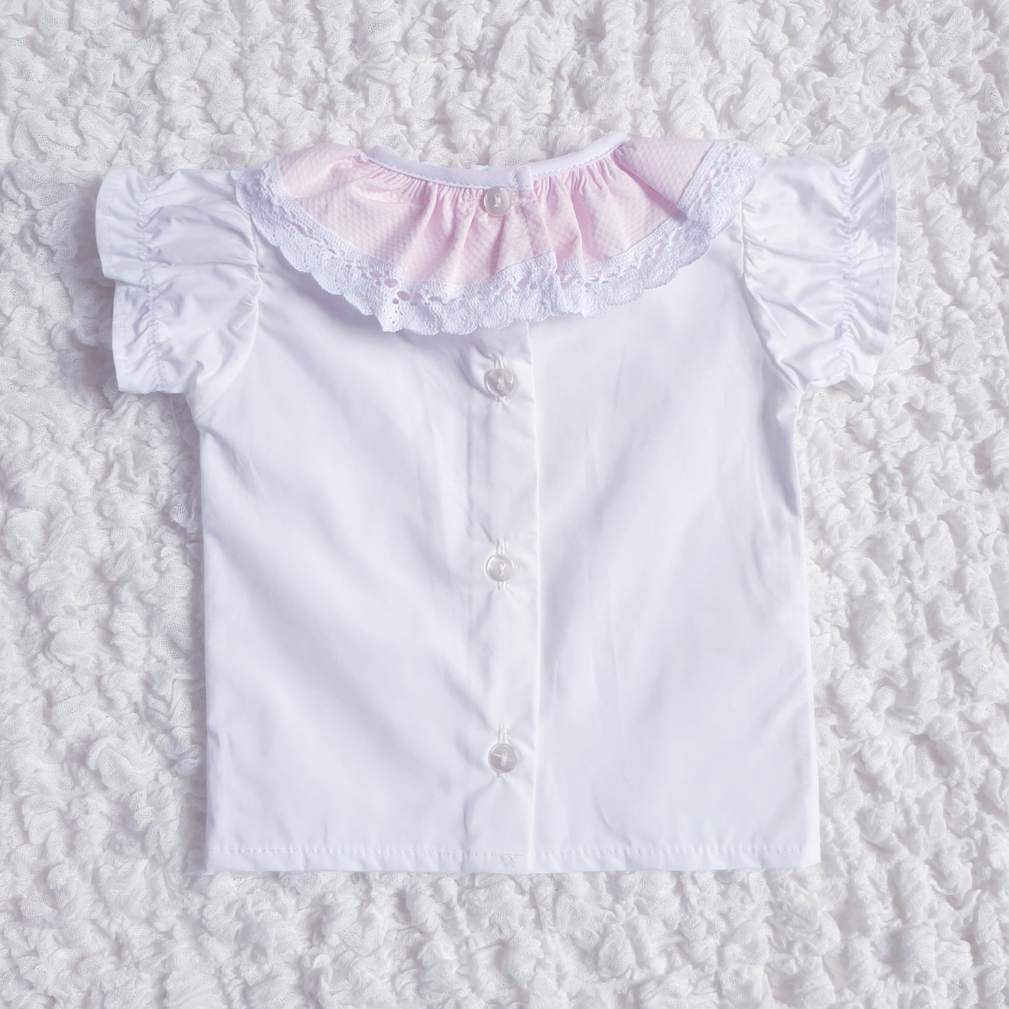 Baby Girls Spanish Pink White Double Bow Romper & Blouse