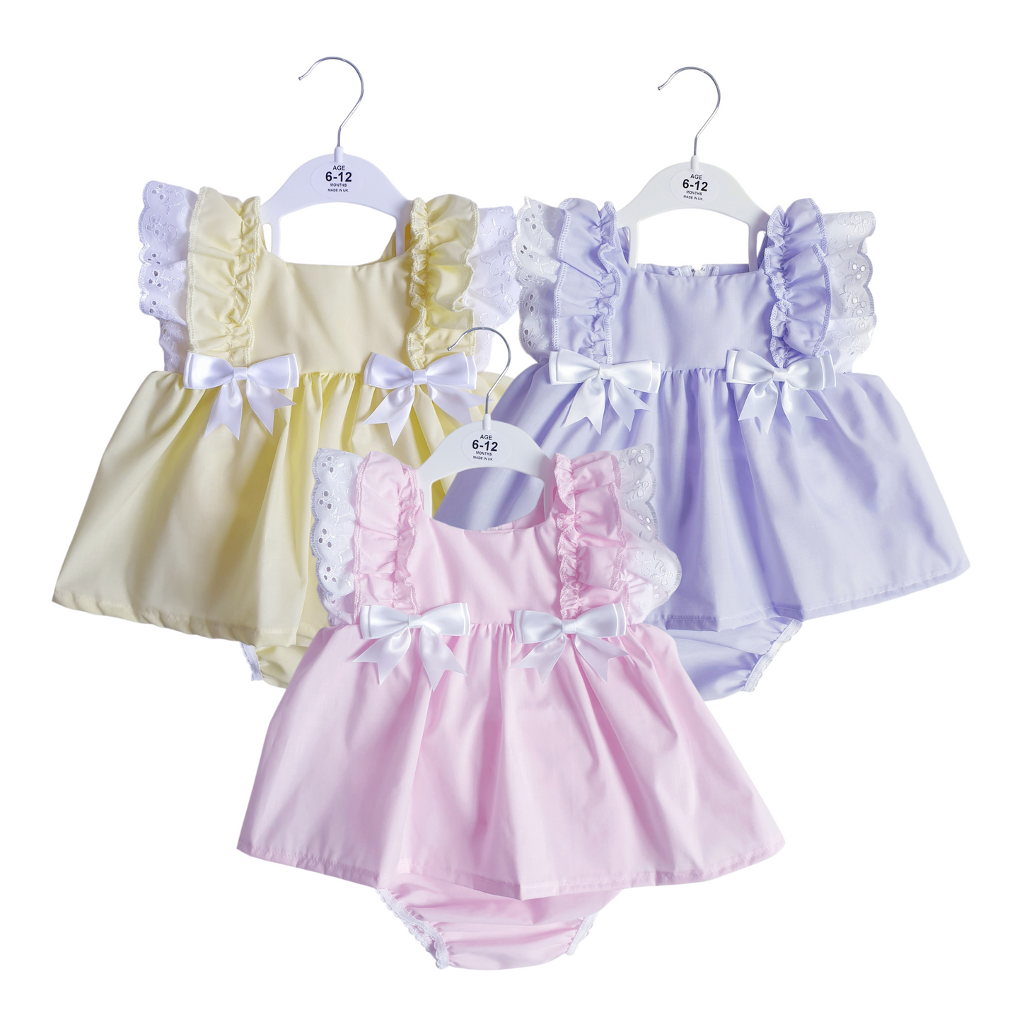 Baby Girls Ruffle Sleeve Bow Dress Pink Lemon & Lilac