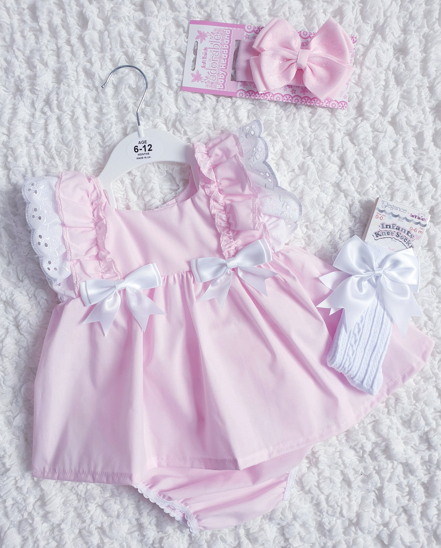 Baby Girls Ruffle Sleeve Bow Dress Pink Lemon & Lilac