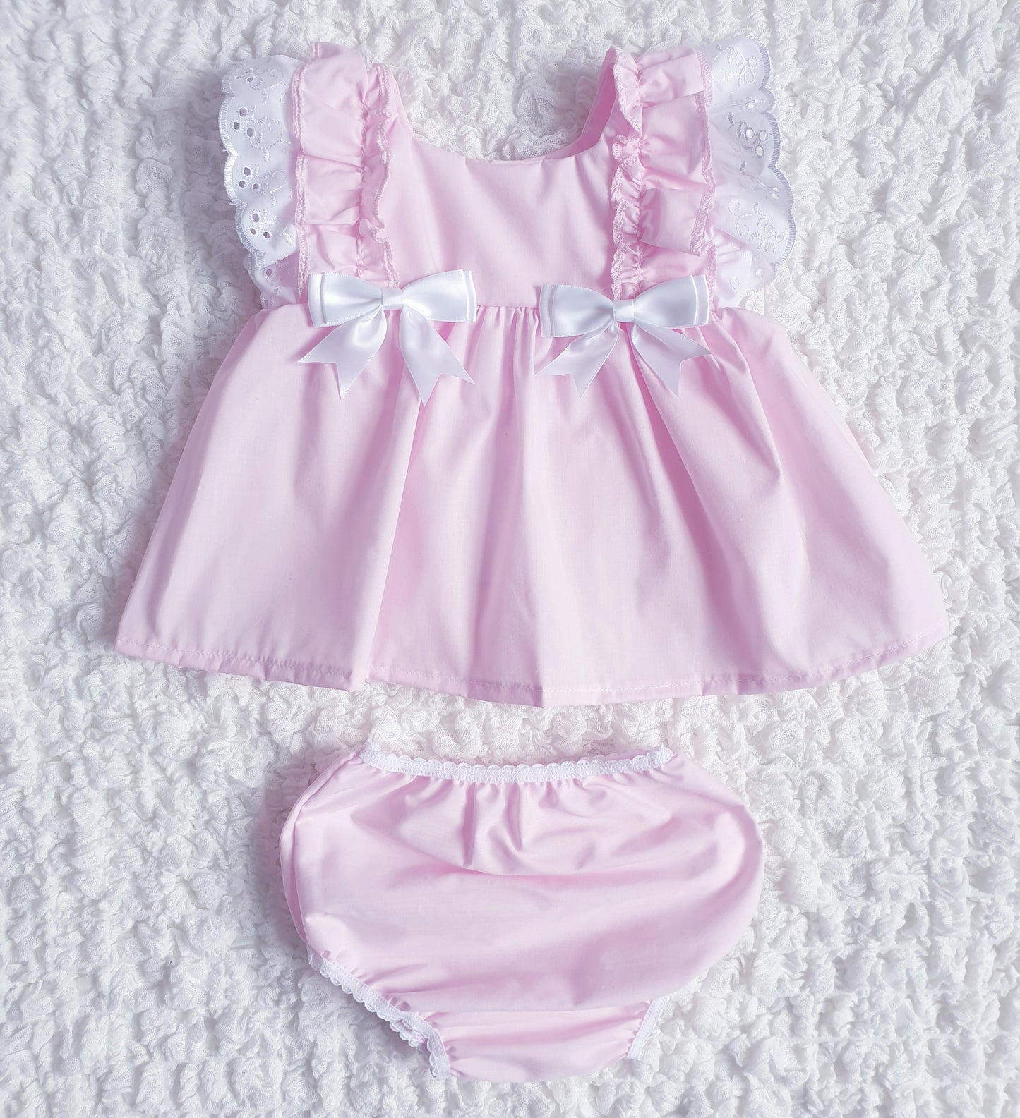 Baby Girls Ruffle Sleeve Bow Dress Pink Lemon & Lilac